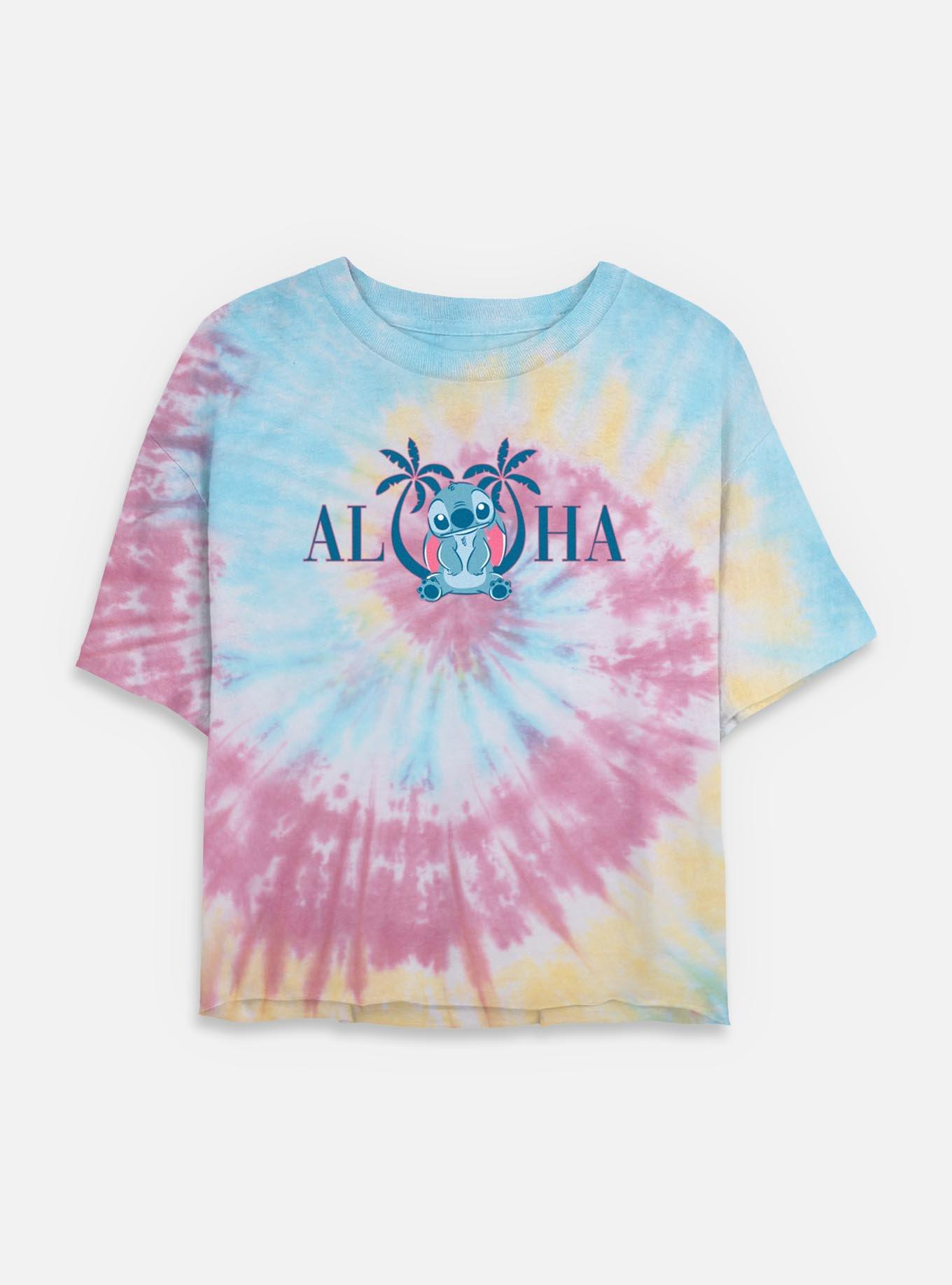 Disney Lilo & Stitch Aloha Kauai Womens Tie-Dye Crop T-Shirt, BLUPNKLY, hi-res