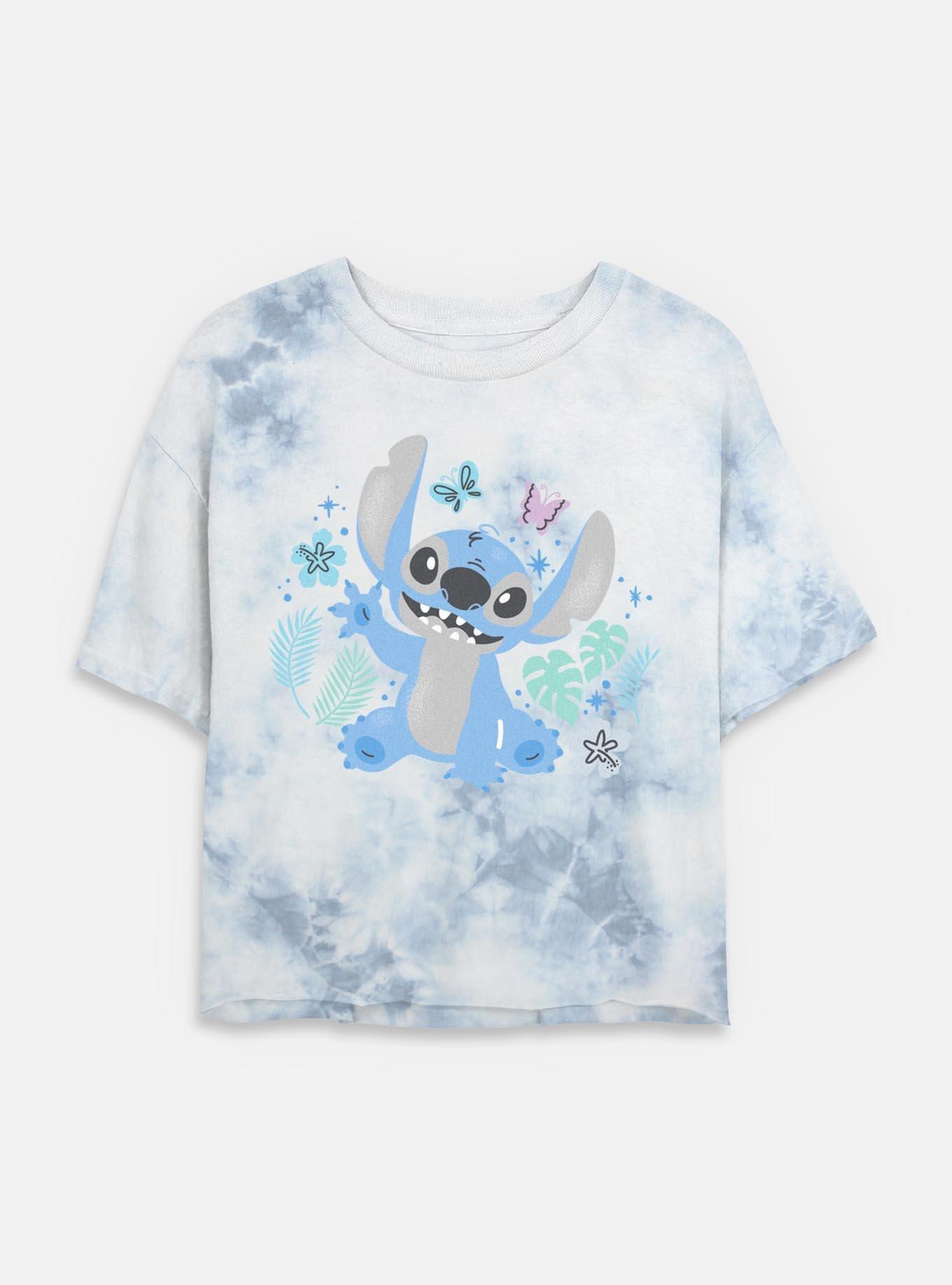 Disney Lilo & Stitch Spring Stitch Womens Tie-Dye Crop T-Shirt, WHITEBLUE, hi-res