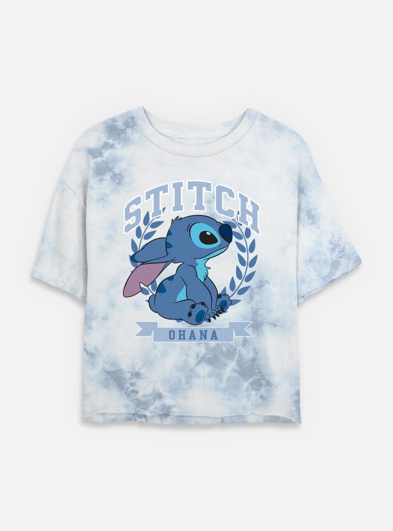 Disney Lilo & Stitch Athletic Stitch Womens Tie-Dye Crop T-Shirt, WHITEBLUE, hi-res