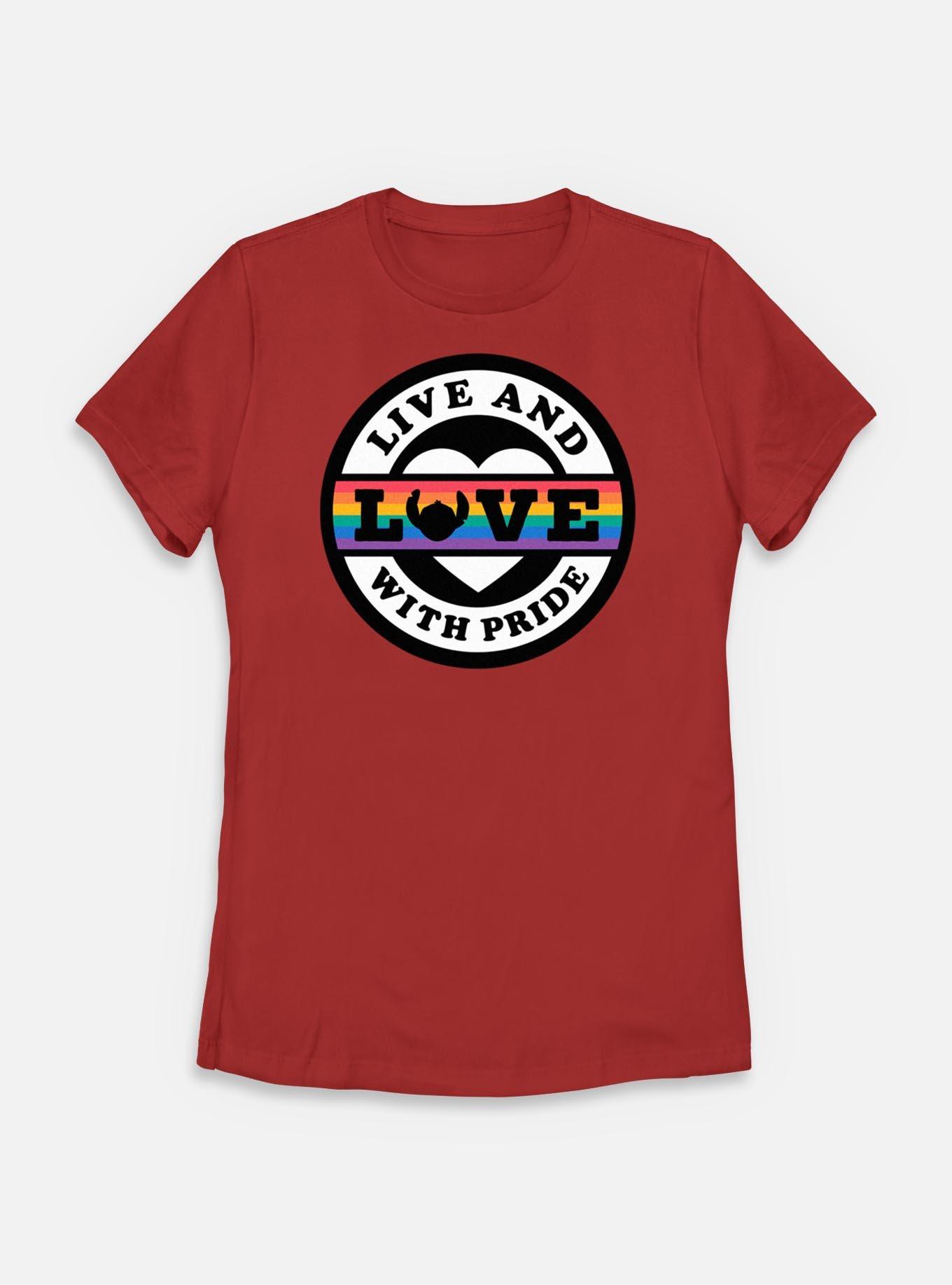 Disney Lilo & Stitch Live & Love With Pride Womens T-Shirt, RED, hi-res