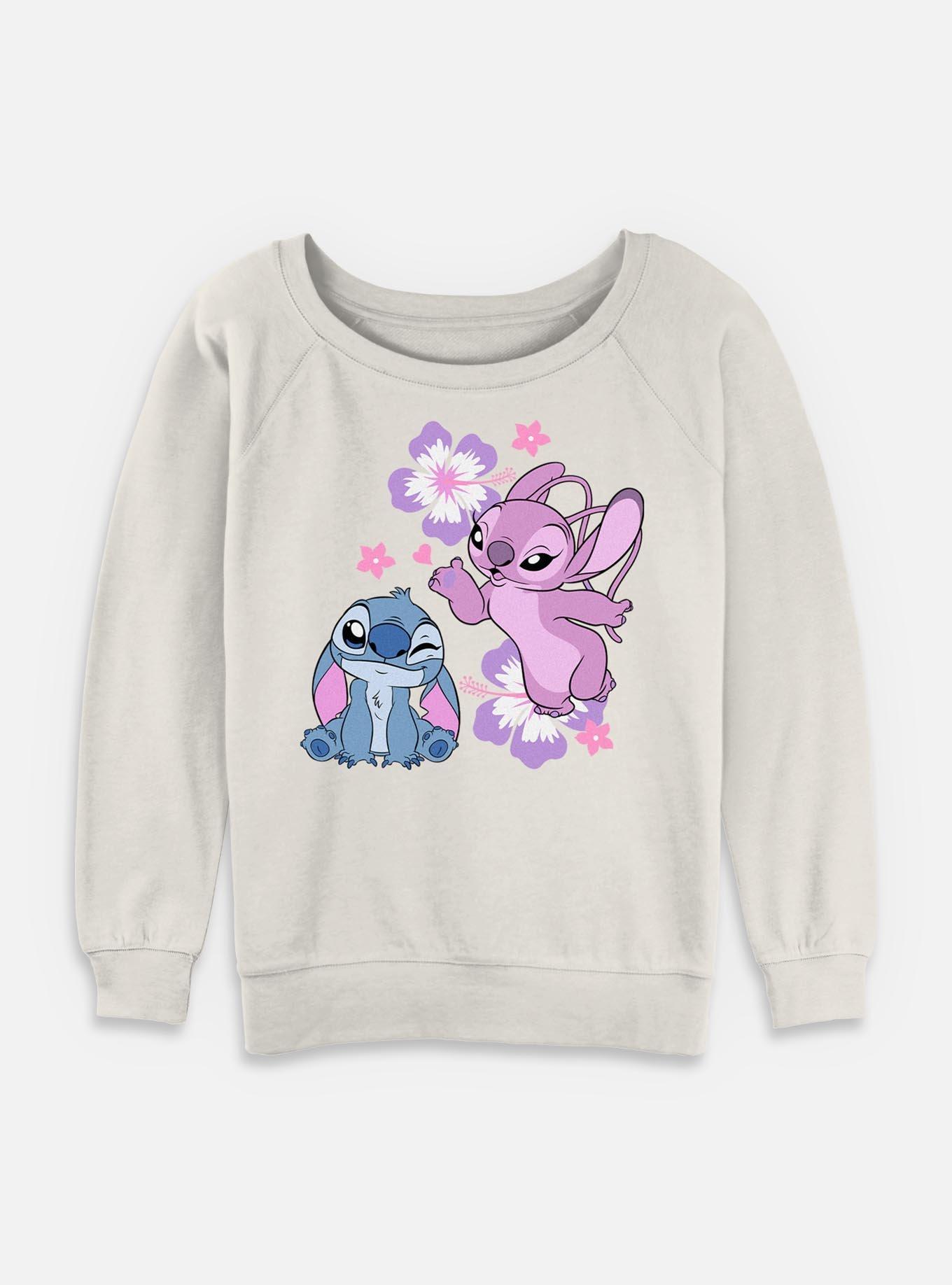 Disney Lilo & Stitch Angel Stitch Hibiscus Womens Slouchy Sweatshirt, , hi-res