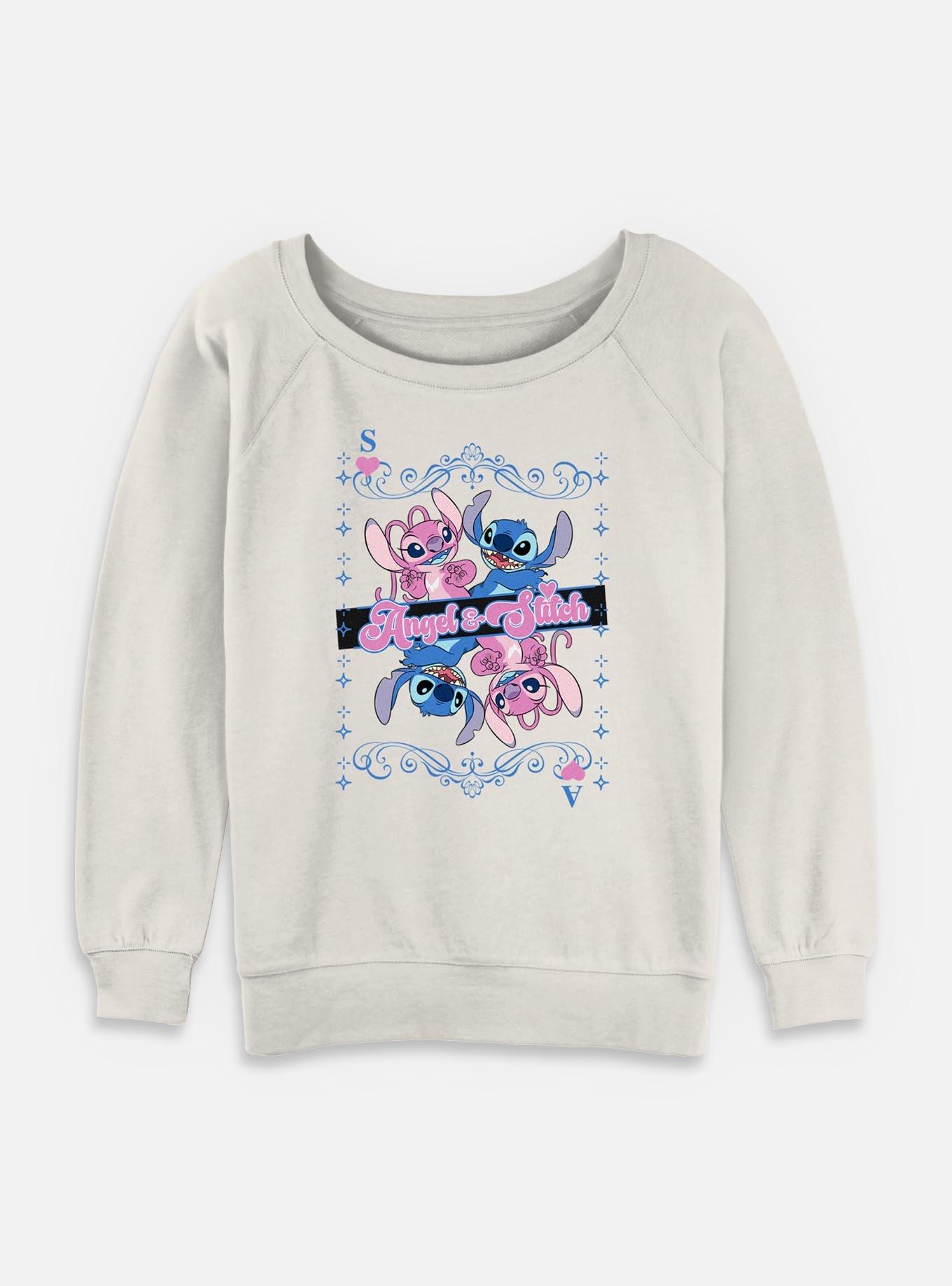 Disney Lilo & Stitch Angel And Stitch Card Womens Slouchy Sweatshirt, , hi-res