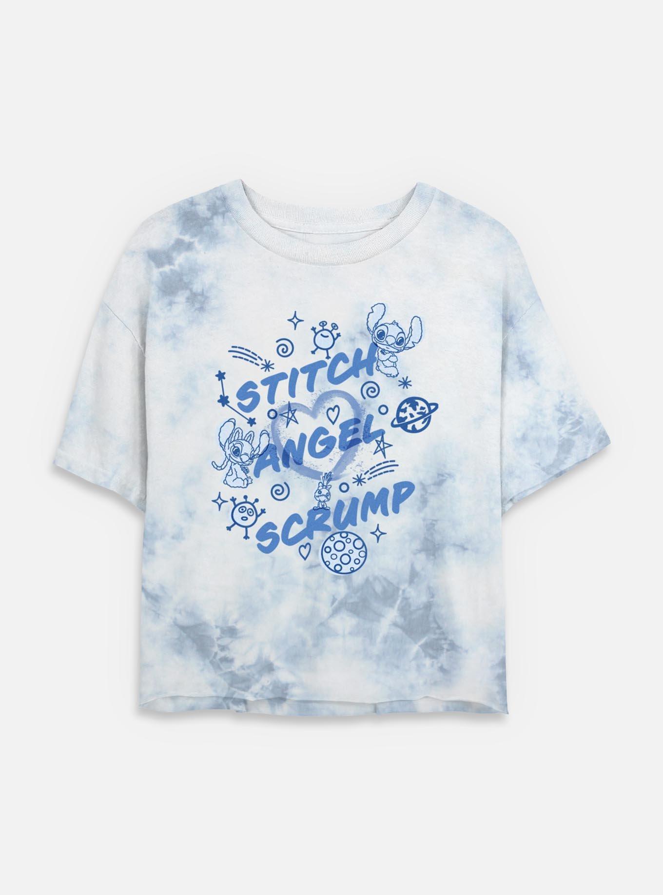 Disney Lilo & Stitch Angel Scrump Womens Tie-Dye Crop T-Shirt, WHITEBLUE, hi-res
