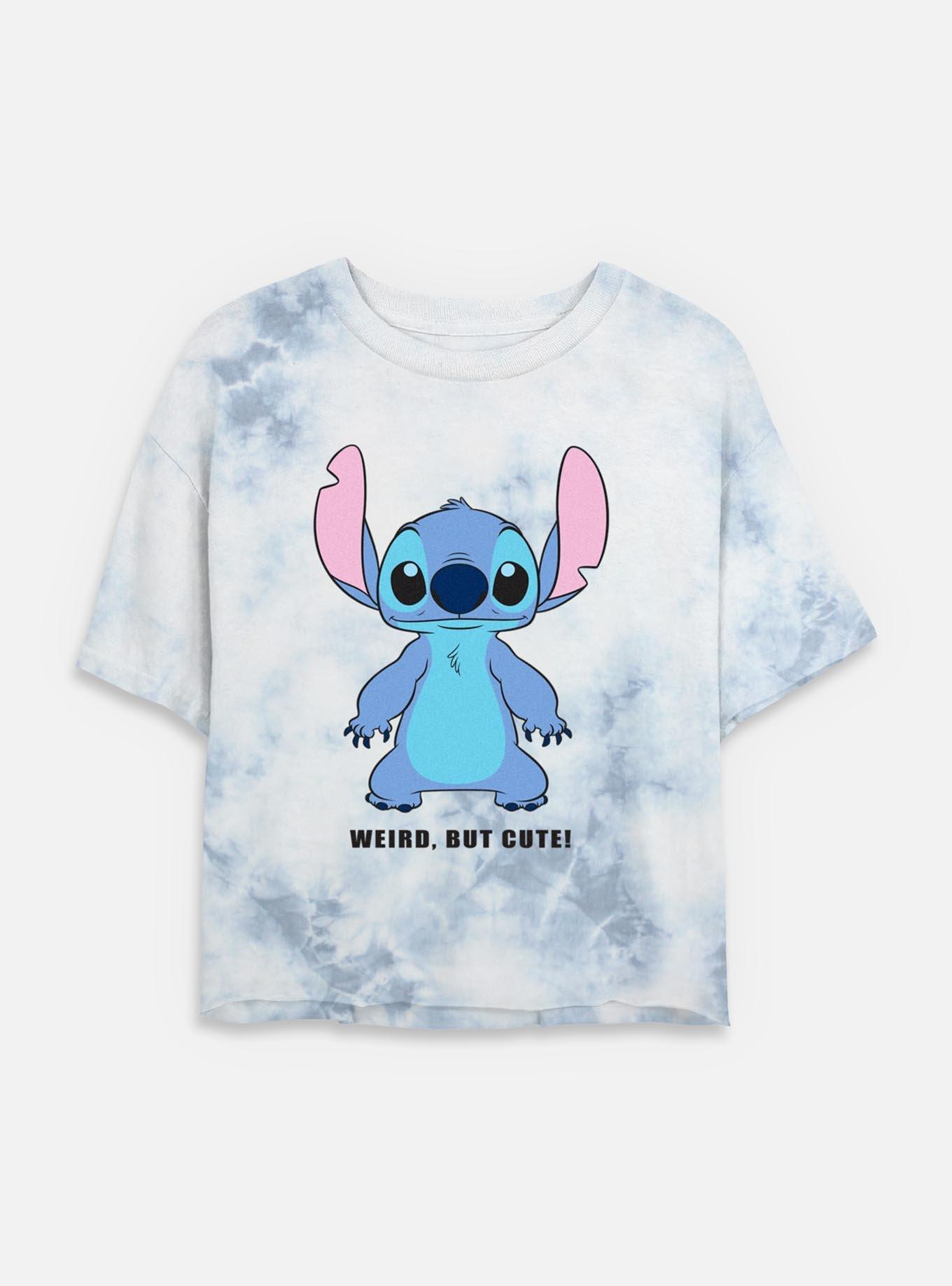 Disney Lilo & Stitch Weird But Cute Womens Tie-Dye Crop T-Shirt, WHITEBLUE, hi-res