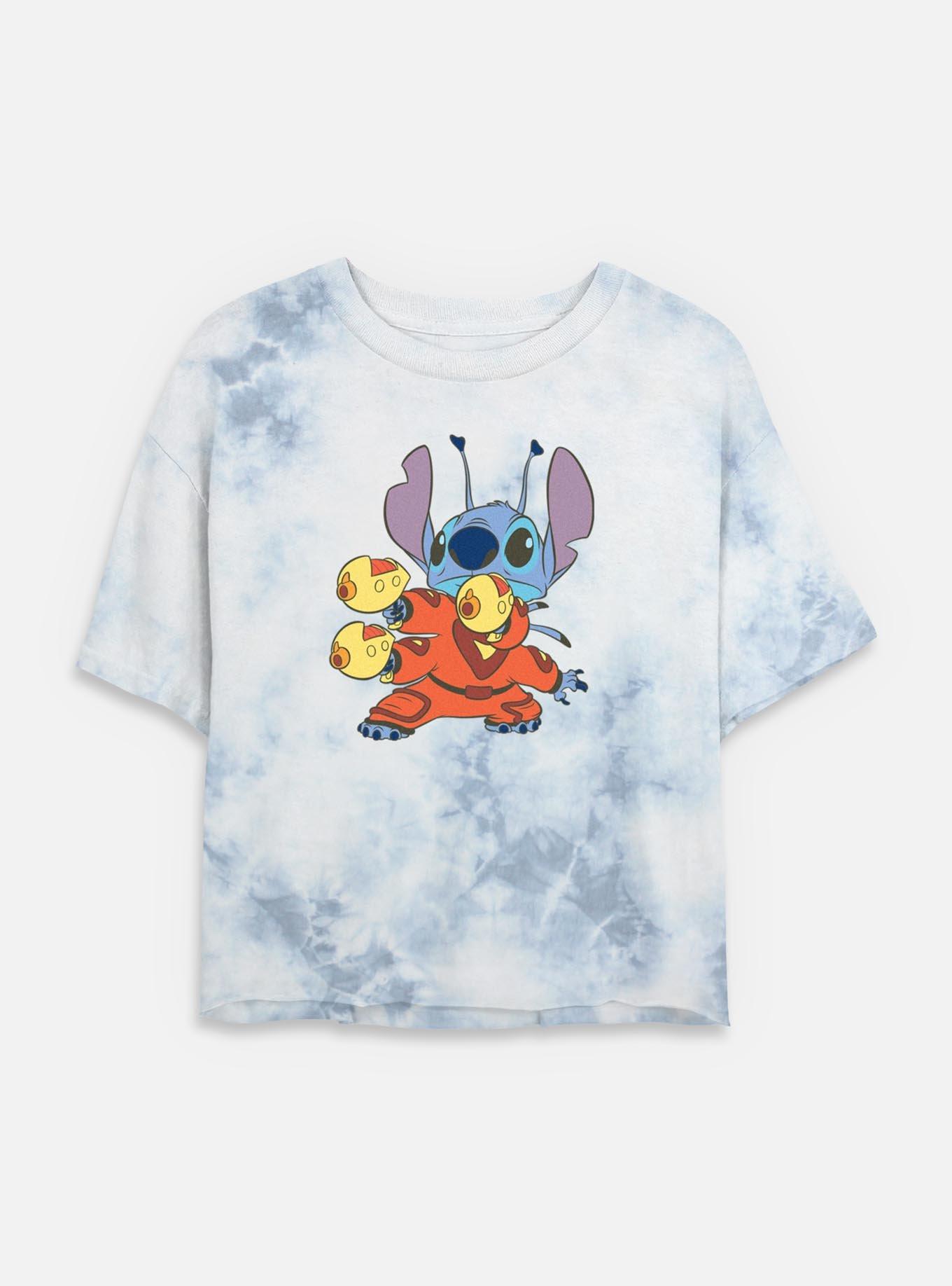 Disney Lilo & Stitch Blasters Womens Tie-Dye Crop T-Shirt, WHITEBLUE, hi-res