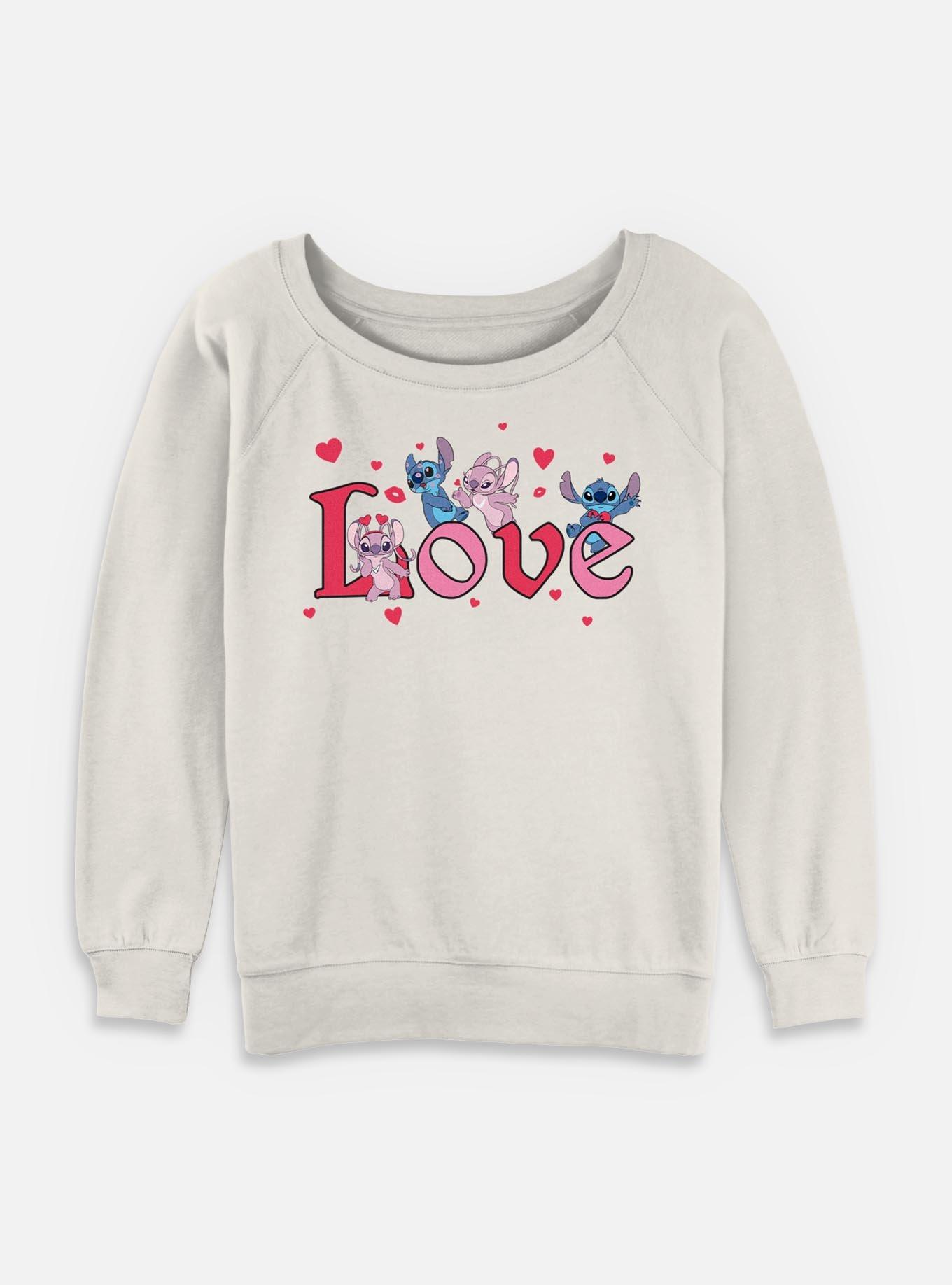 Disney Lilo & Stitch Angel Stitch In Love Womens Slouchy Sweatshirt, , hi-res