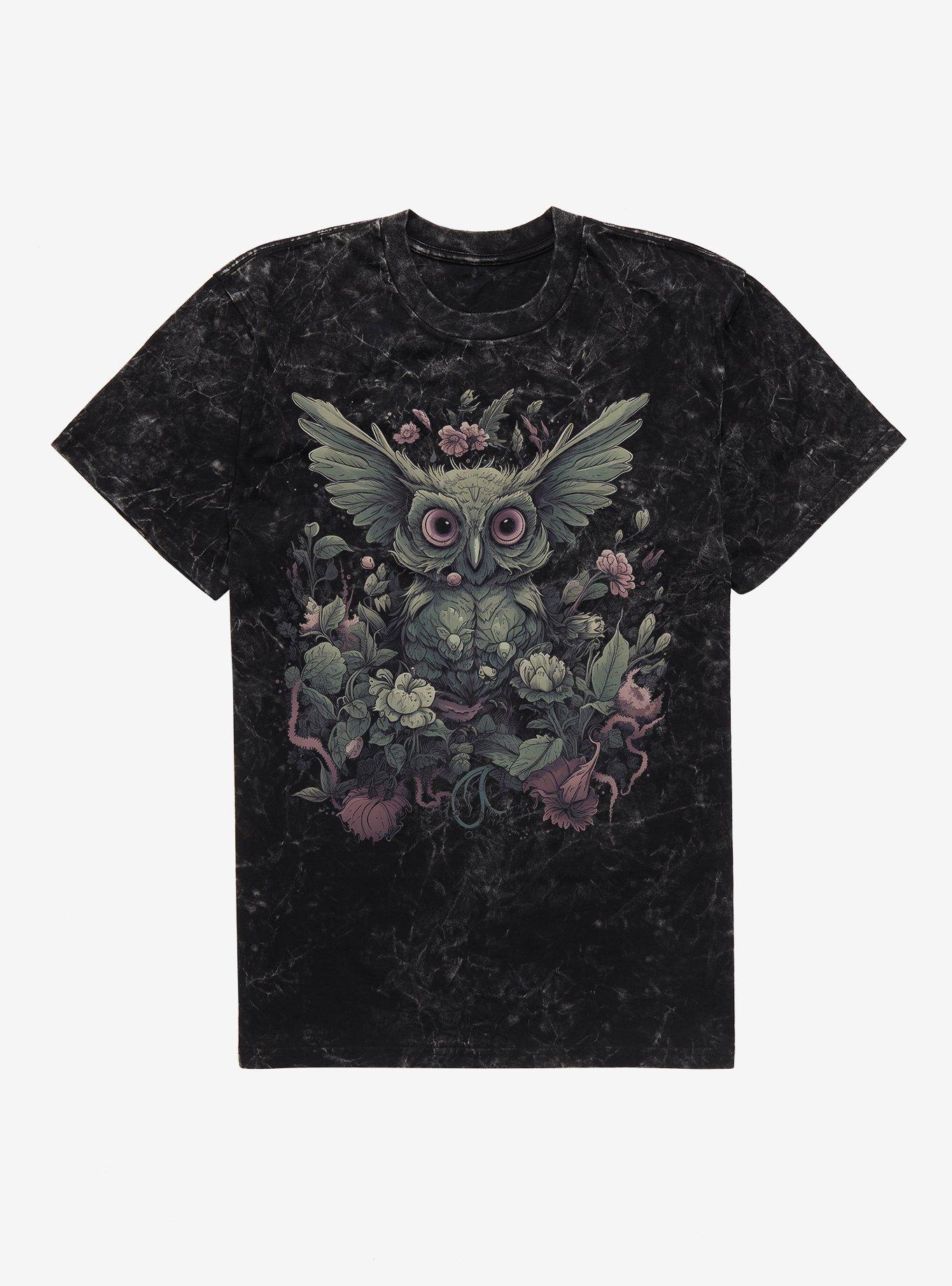 Floral Night Owl Mineral Wash T-Shirt, BLACK MINERAL WASH, hi-res