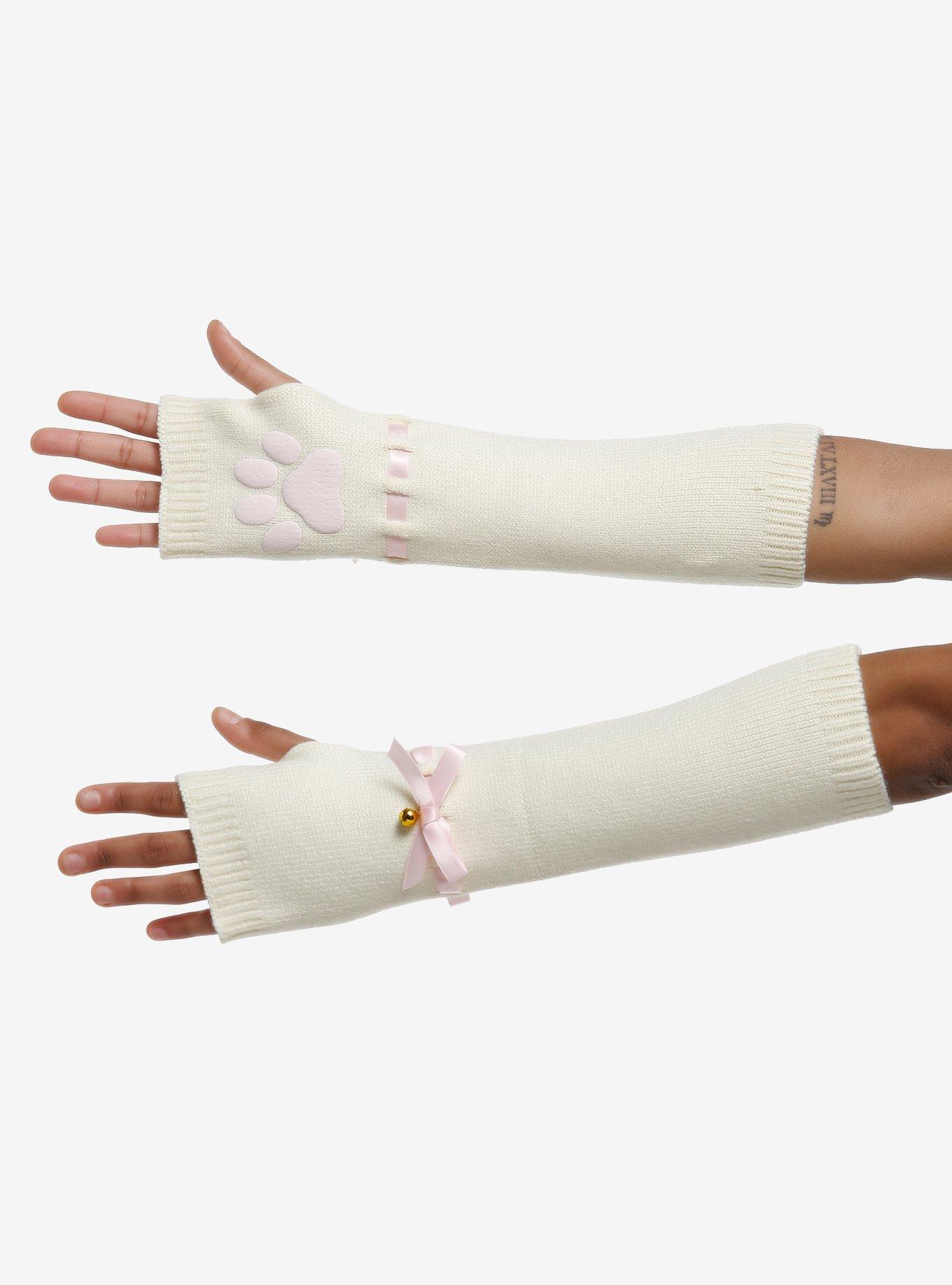Kitty Paw Bell Arm Warmers, , hi-res