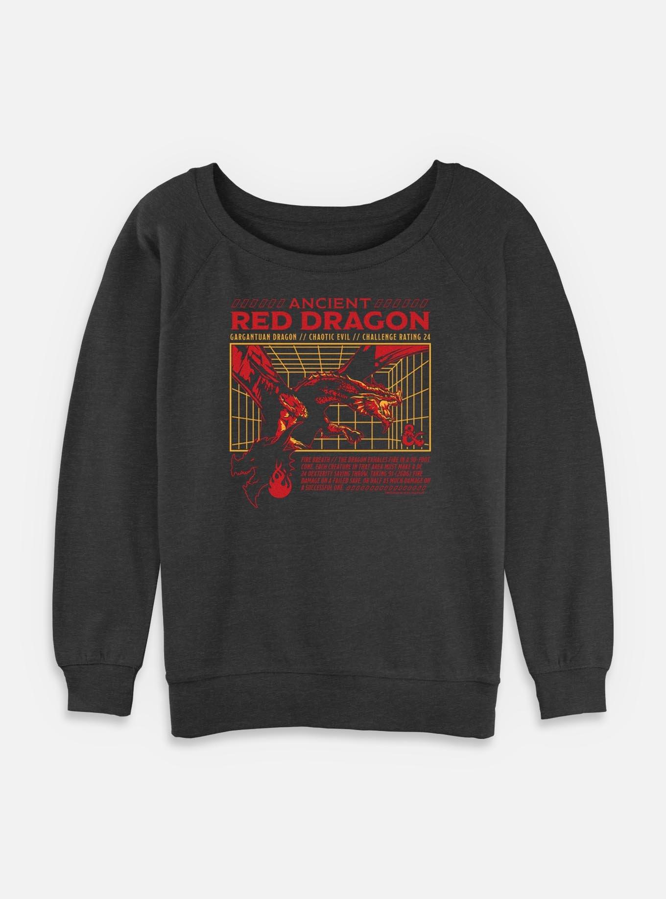 Dungeons & Dragons Ancient Red Dragon Stats Womens Slouchy Sweatshirt,New Products : American Fashion Style Bags On Sale