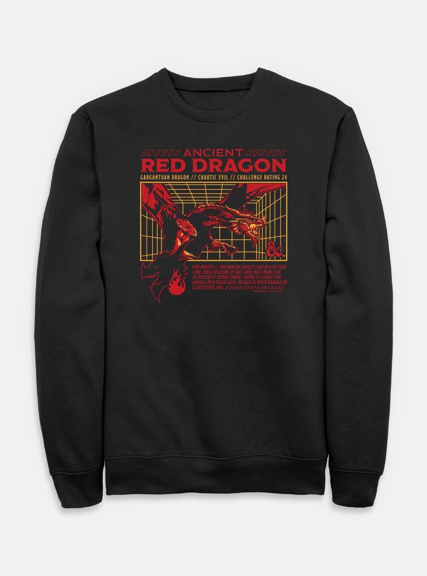 Dungeons & Dragons Ancient Red Dragon Stats Sweatshirt, BLACK, hi-res