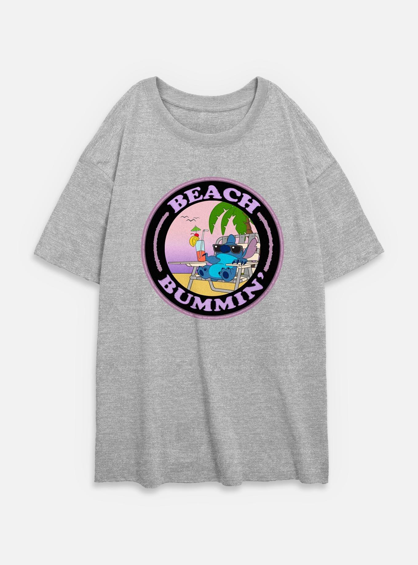 Disney Lilo & Stitch Beach Bummin' Womens Oversized T-Shirt, ATH HTR, hi-res