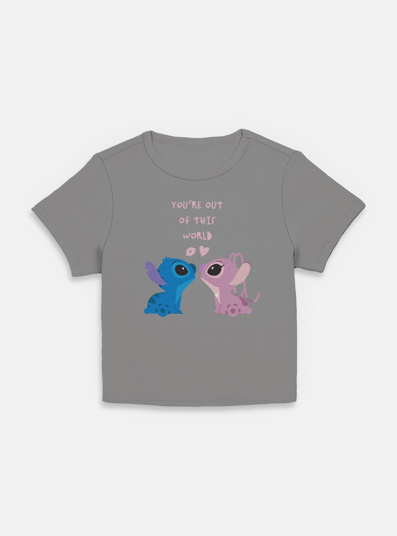 Disney Lilo & Stitch Out Of This World Angel & Stitch Womens Baby T-Shirt, CHARCOAL, hi-res