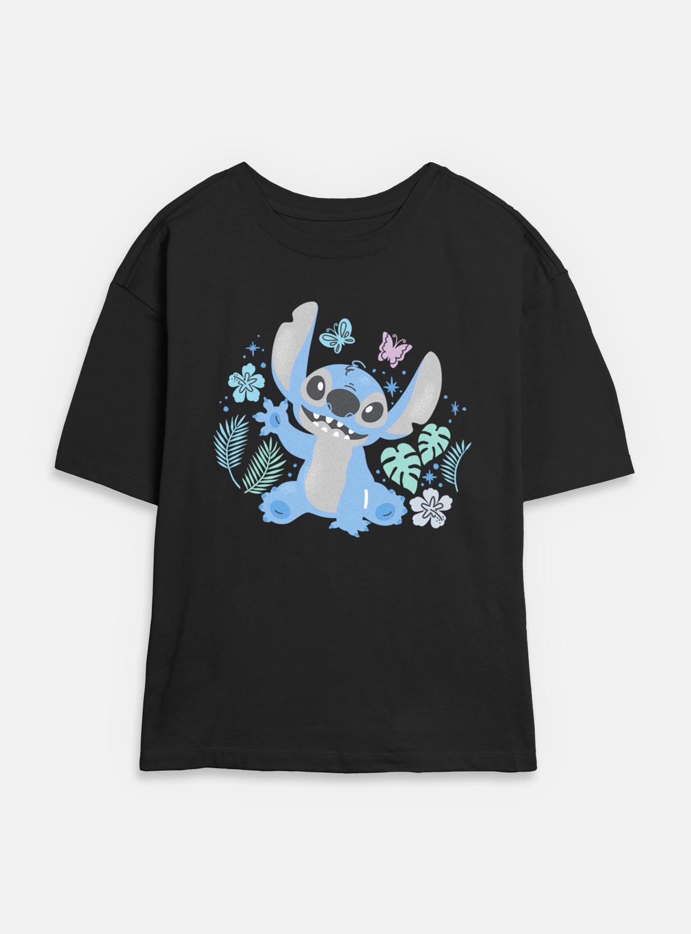 Disney Lilo & Stitch Spring Stitch Womens Skimmer T-Shirt, BLACK, hi-res