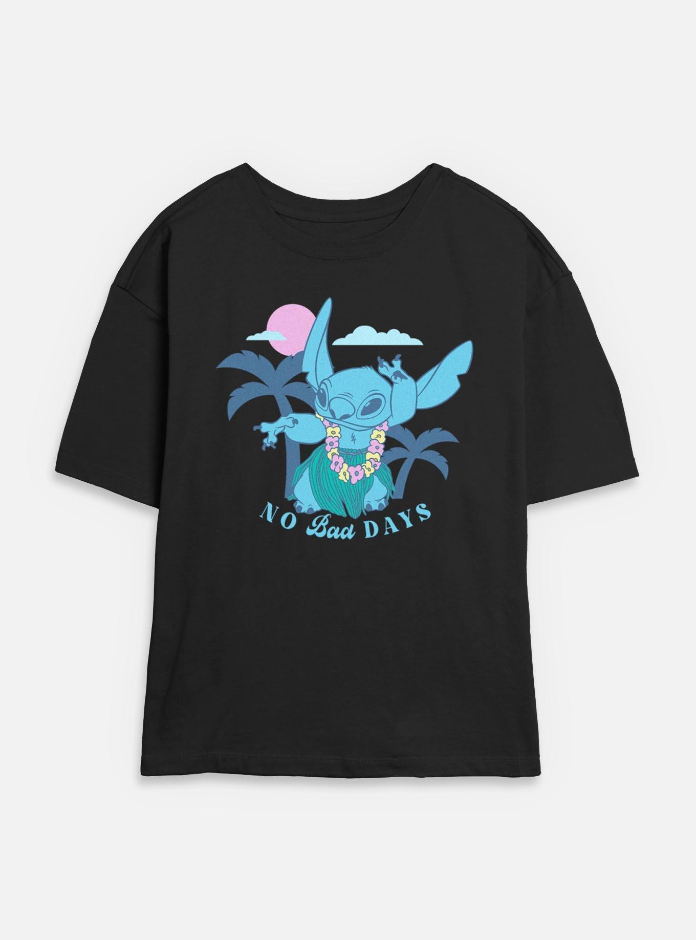 Disney Lilo & Stitch Tropical No Bad Days Womens Skimmer T-Shirt, BLACK, hi-res