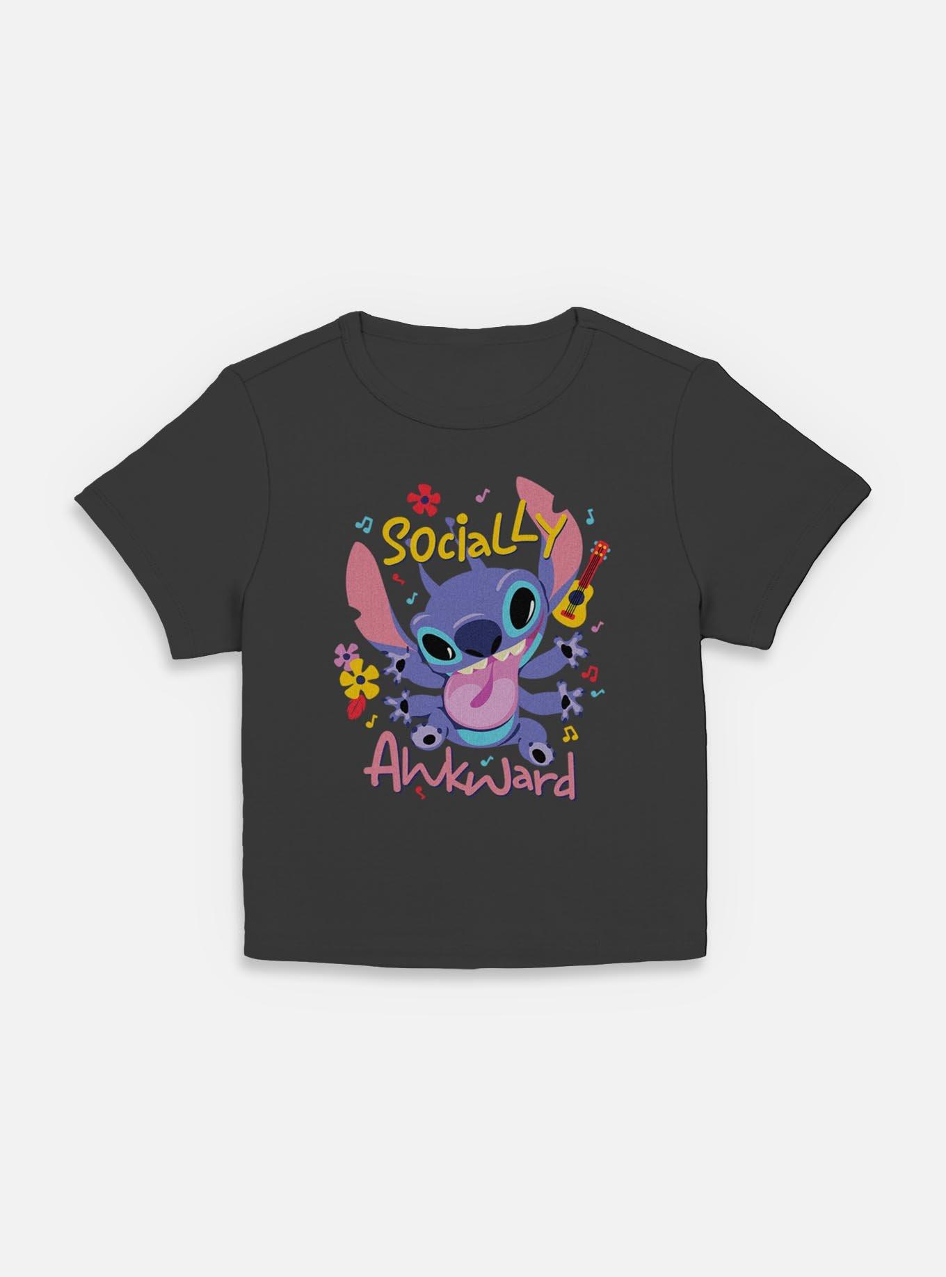 Disney Lilo & Stitch Socially Awkward Womens Baby T-Shirt, BLACK, hi-res