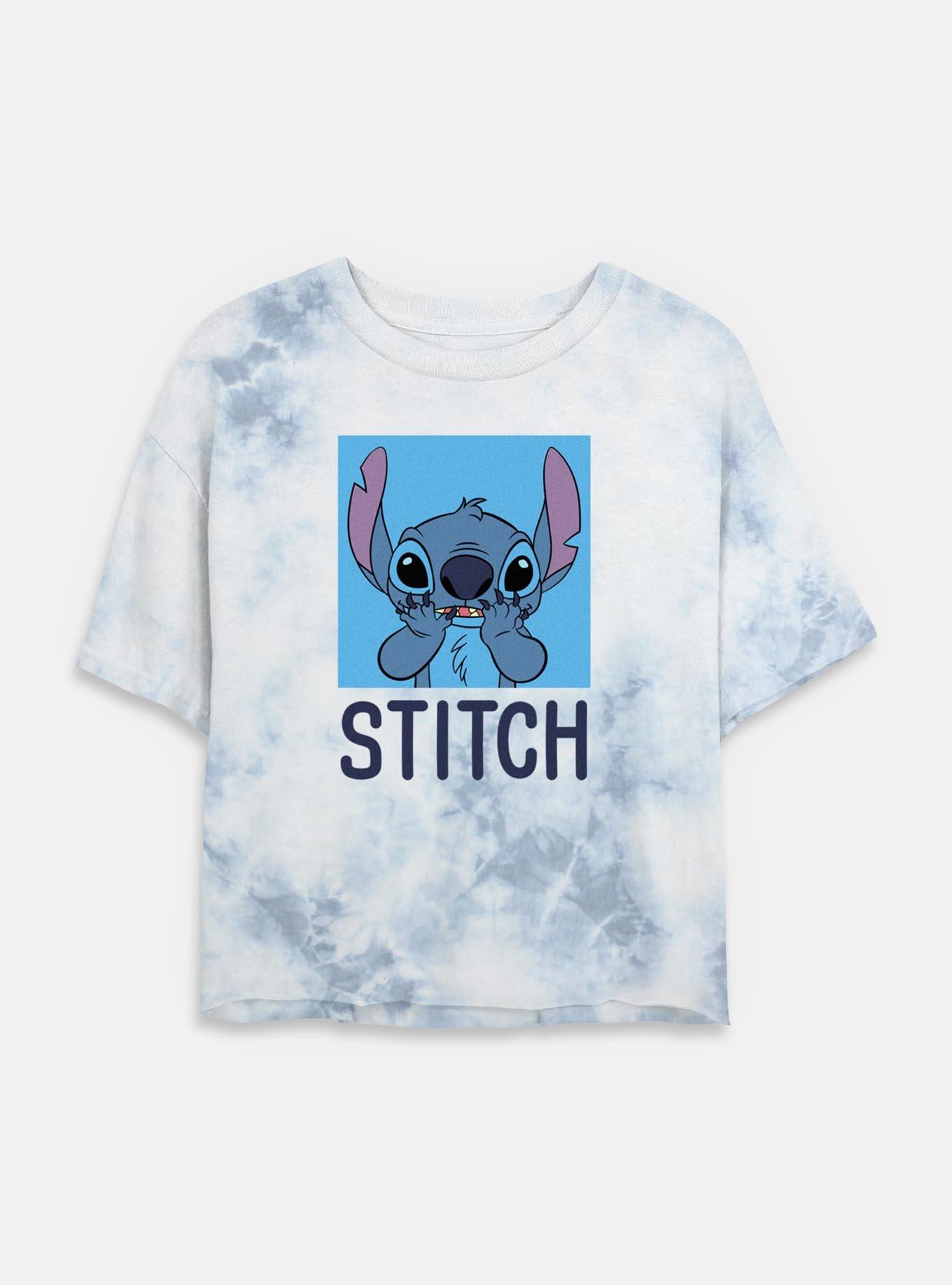 Disney Lilo & Stitch Bashful Stitch Womens Tie-Dye Crop T-Shirt, , hi-res