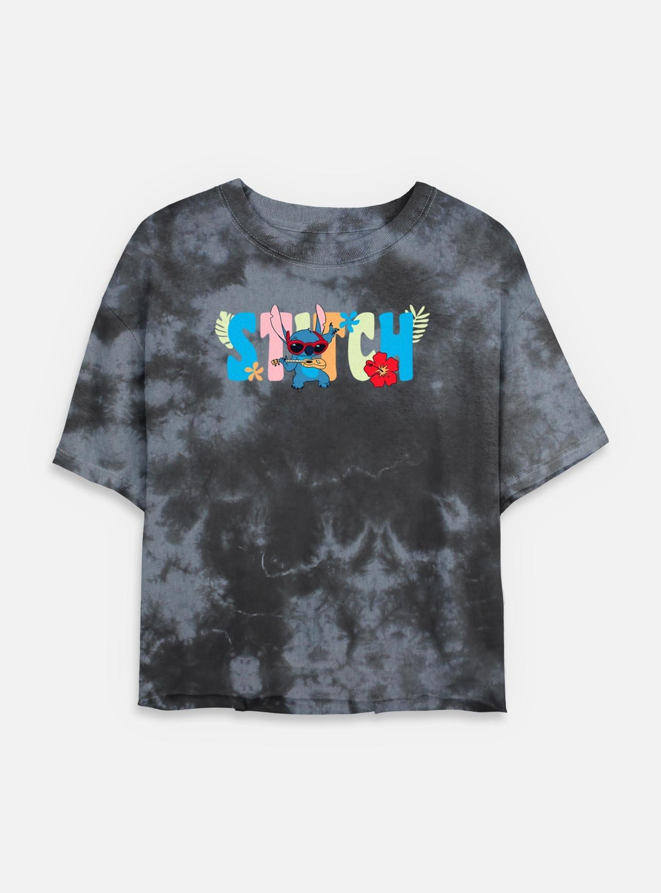 Disney Lilo & Stitch Tropic Shades Name Womens Tie-Dye Crop T-Shirt, , hi-res