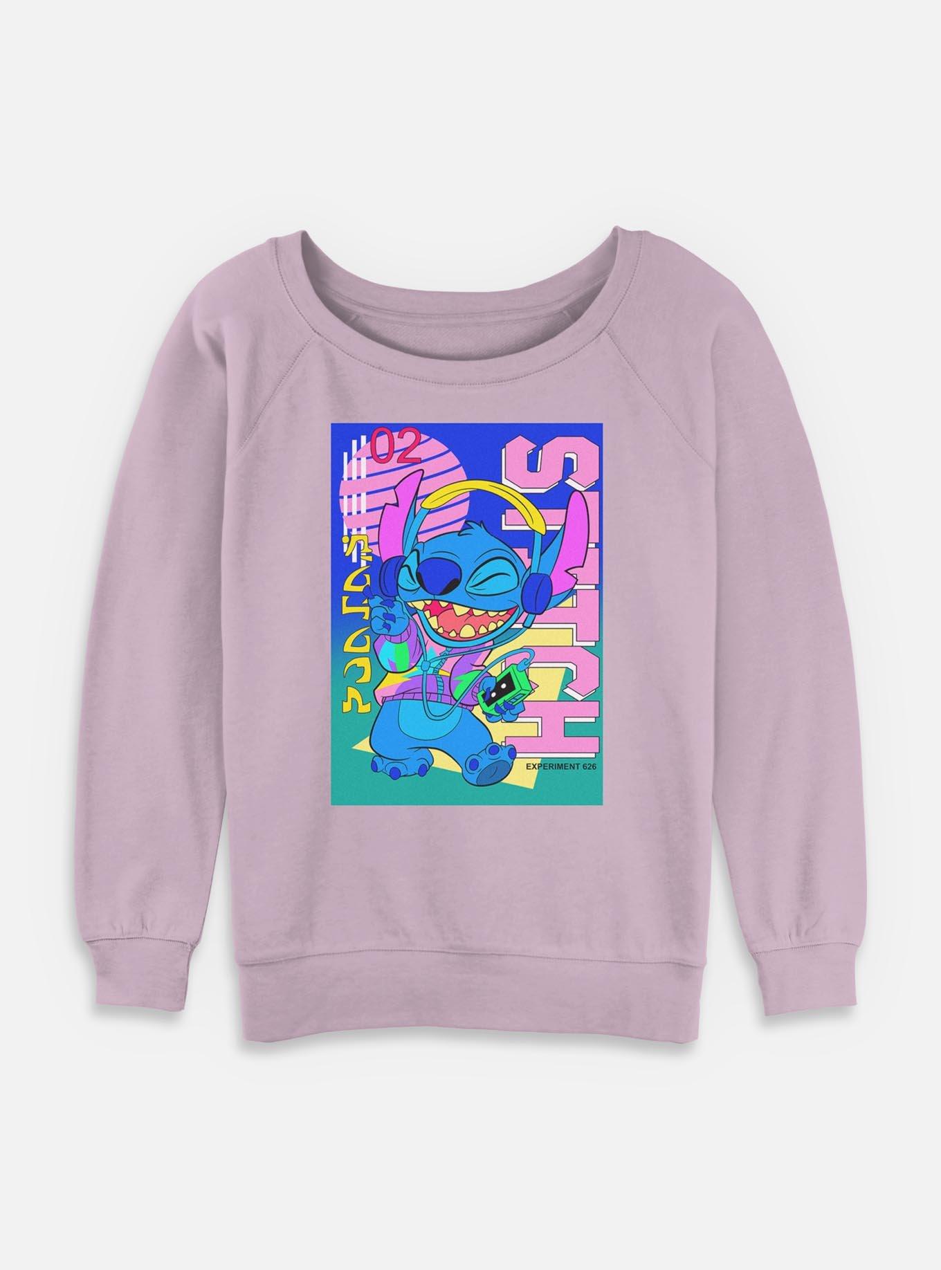 Disney Lilo & Stitch Retro Groovy Stitch Womens Slouchy Sweatshirt, , hi-res