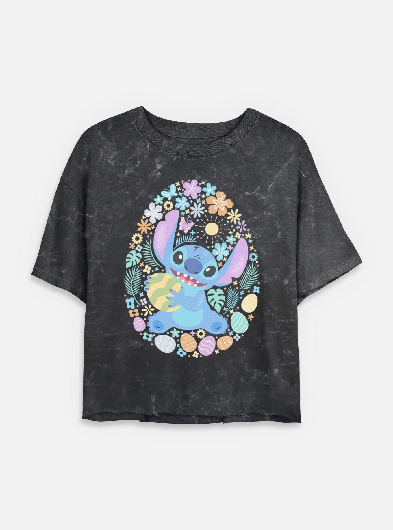 Disney Lilo & Stitch Easter Egg Hunt Womens Mineral Wash Crop T-Shirt,New Products : American Fashion Style Bags On Sale