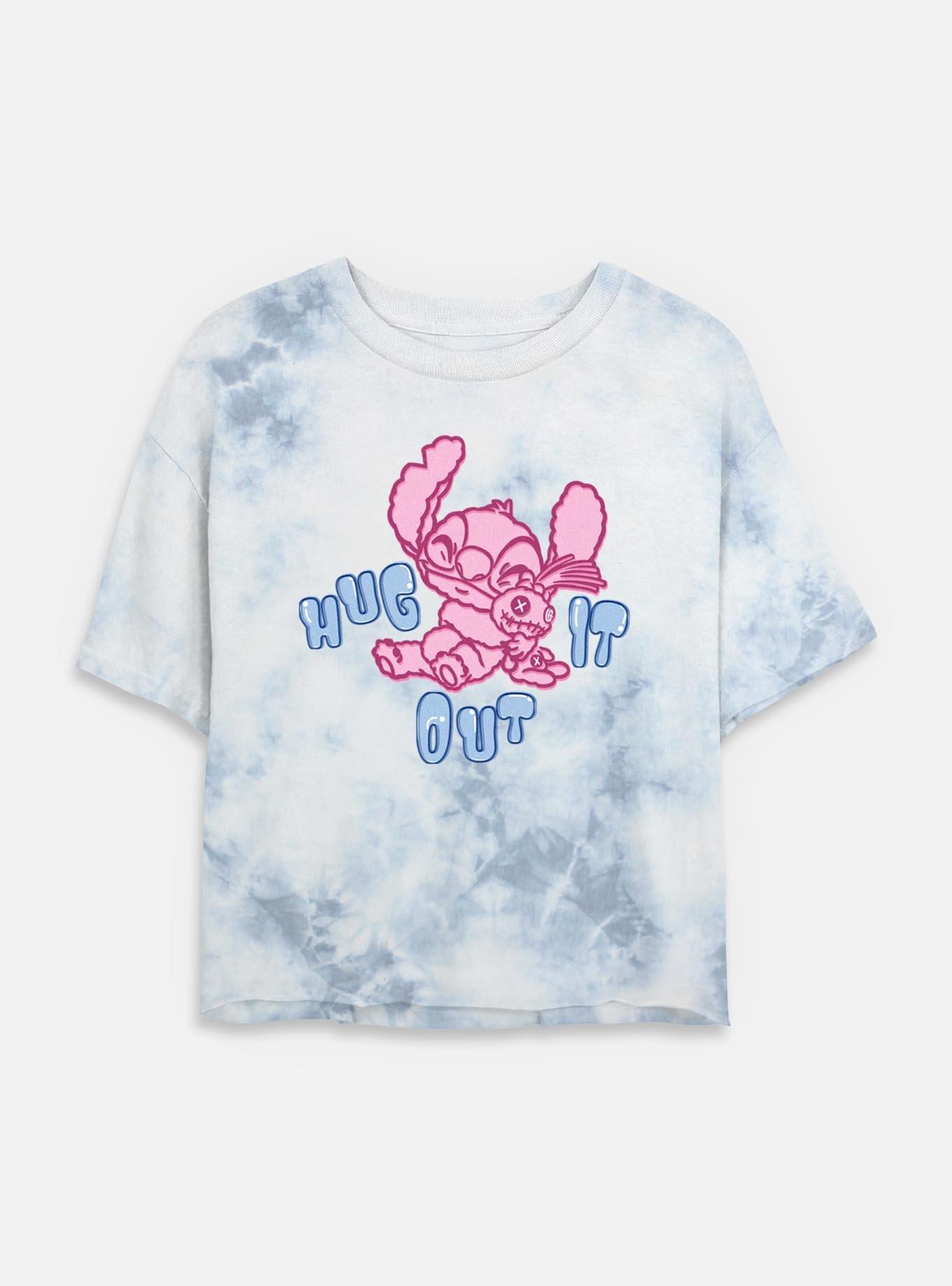 Disney Lilo & Stitch Hug It Out Womens Tie-Dye Crop T-Shirt, , hi-res