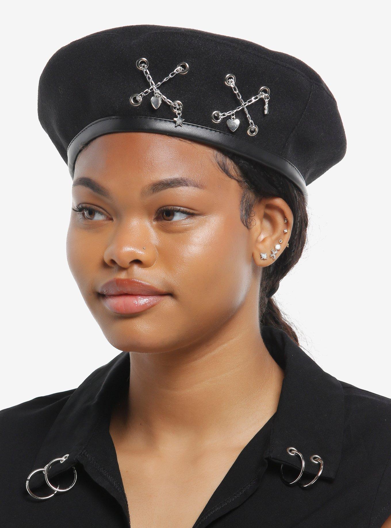 Cross Chain Charm Beret, , hi-res