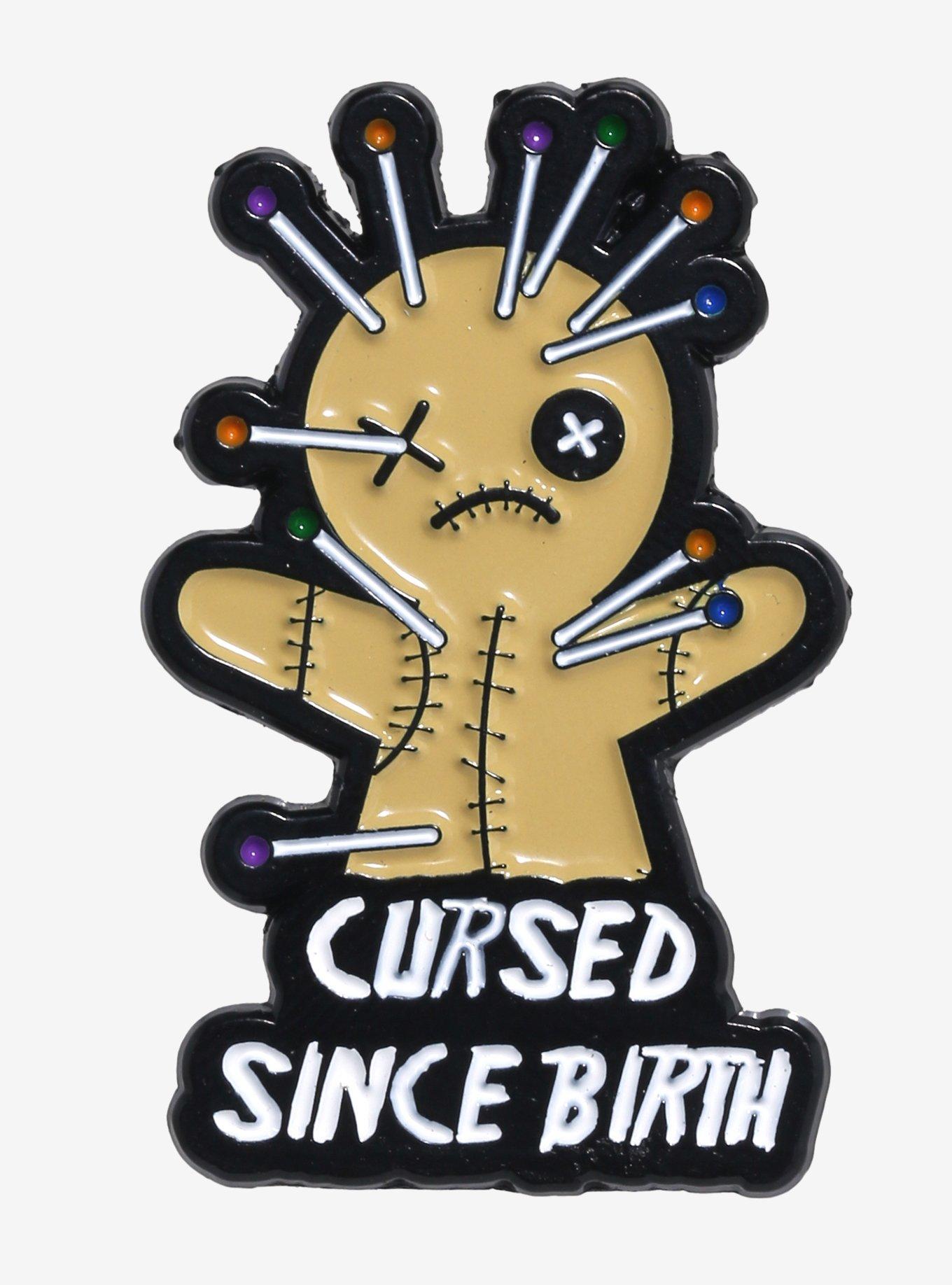 Voodoo Doll Cursed Since Birth Enamel Pin, , hi-res