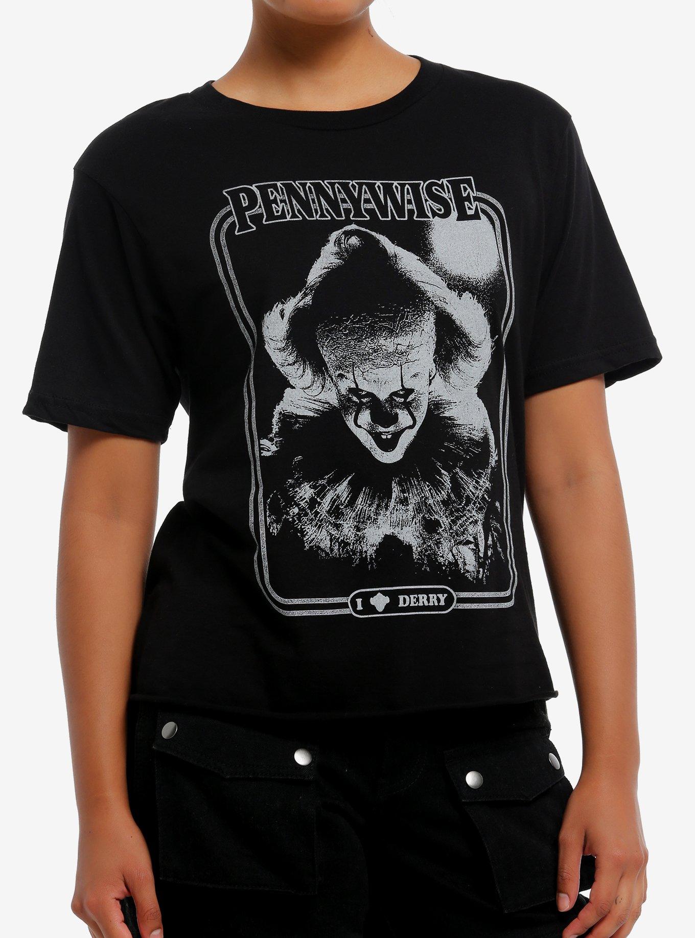 IT: Welcome To Derry Pennywise Portrait Crop Girls T-Shirt, , hi-res