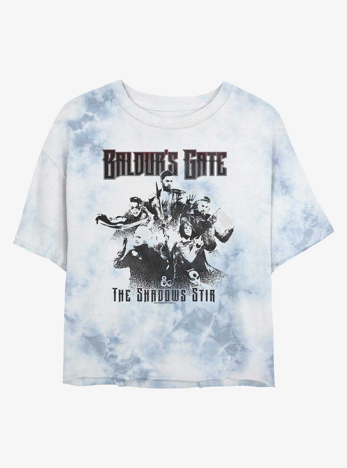 Dungeons & Dragons Baldur's Gate The Shadows Stir Girls Tie-Dye Crop T-Shirt, WHITEBLUE, hi-res