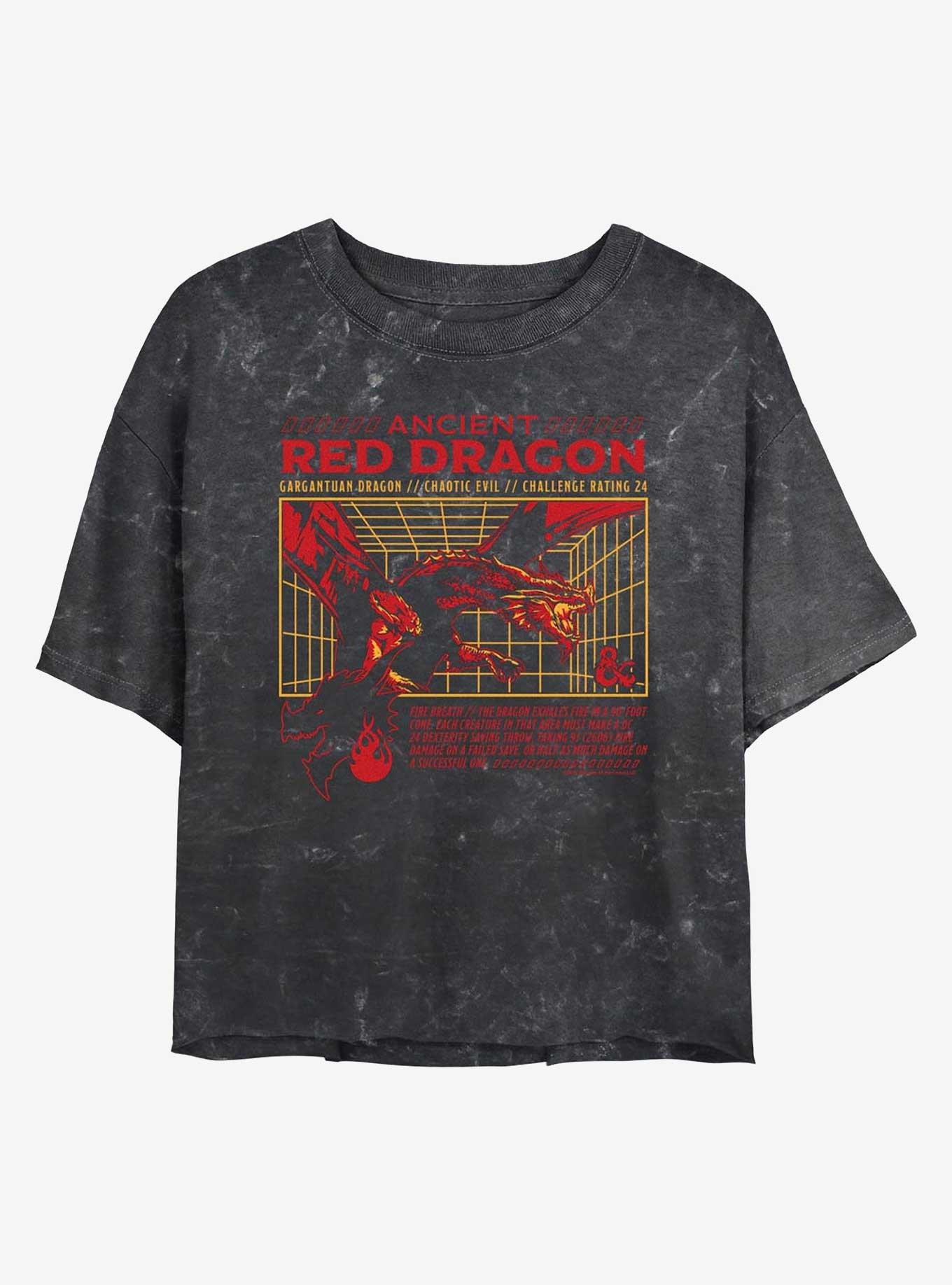 Dungeons & Dragons Red Dragon Stats Girls Mineral Wash Crop T-Shirt, , hi-res