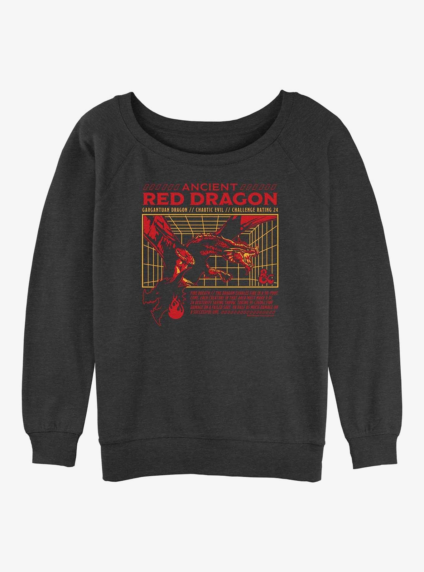 Dungeons & Dragons Red Dragon Stats Girls Slouchy Sweatshirt, , hi-res