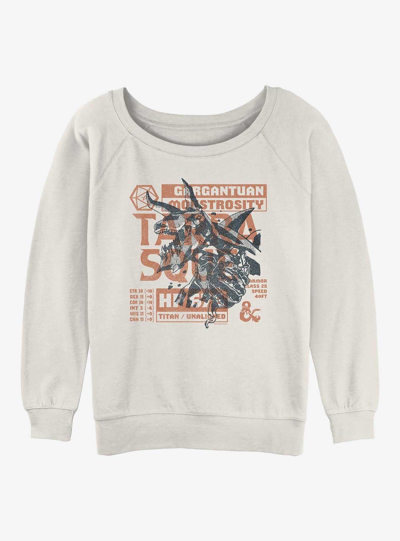 Dungeons & Dragons Terrasque Monster Stats Girls Slouchy Sweatshirt, EGRET, hi-res