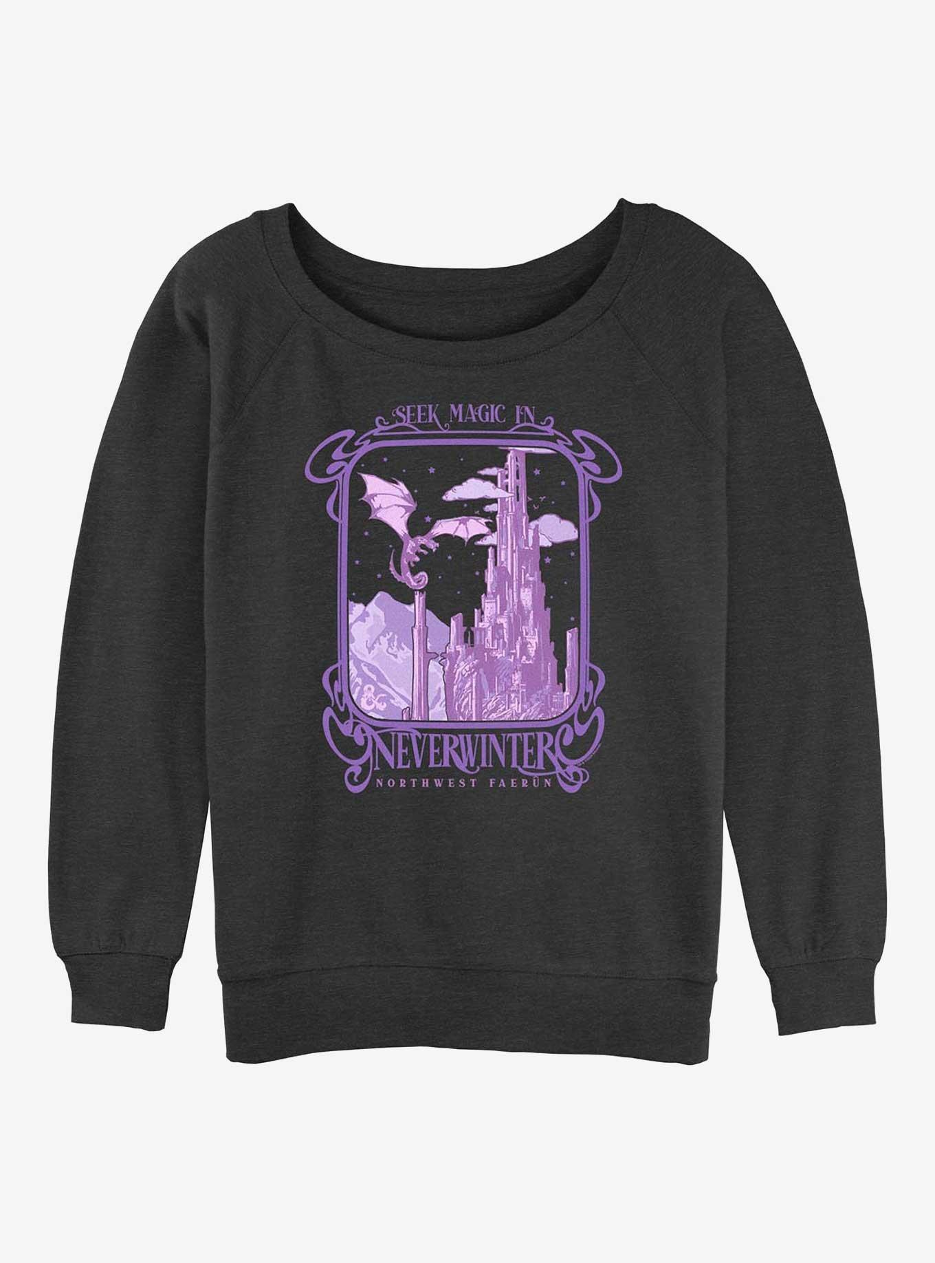 Dungeons & Dragons Seek Magic In Neverwinter Girls Slouchy Sweatshirt, BLACK, hi-res