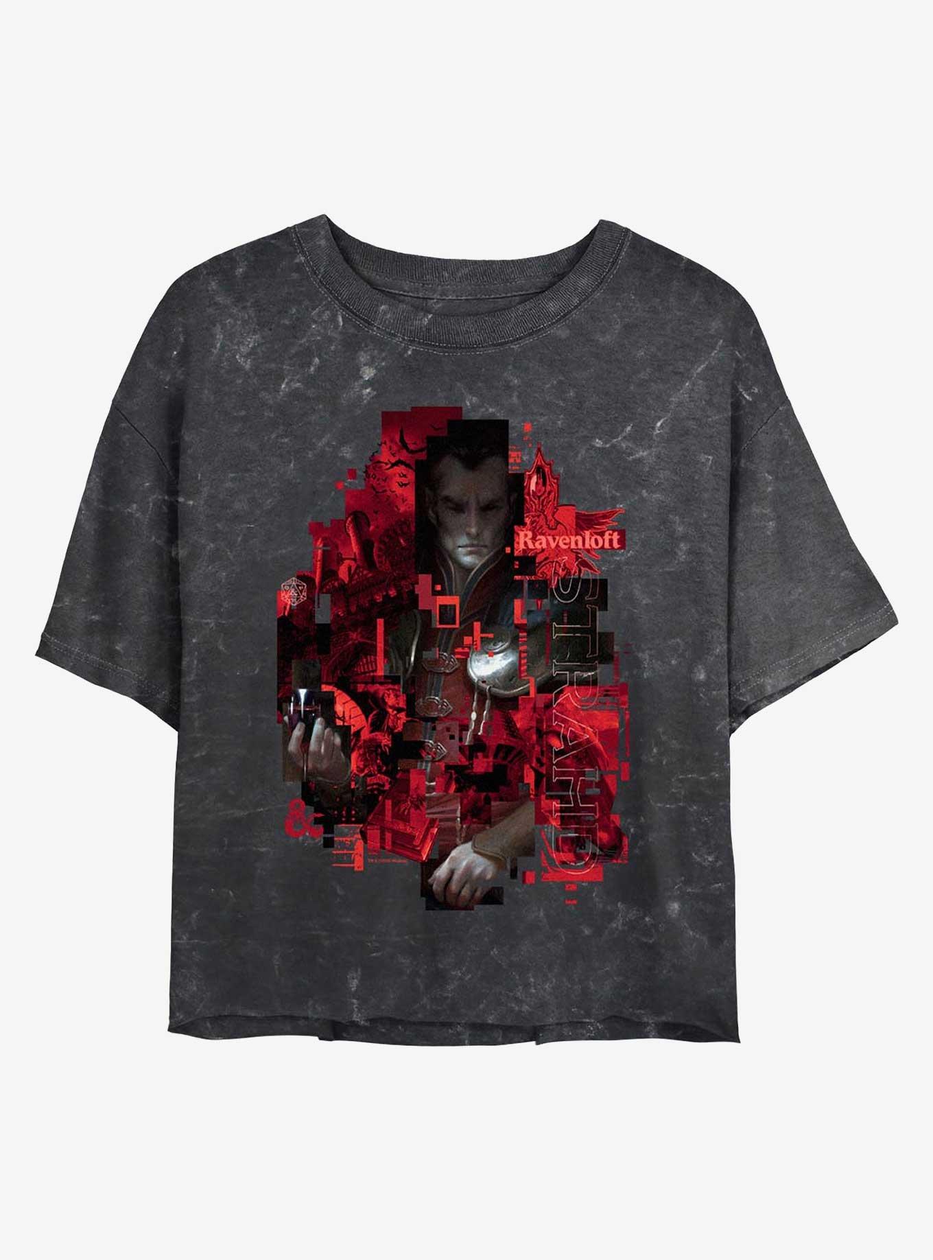 Dungeons & Dragons Ravenloft Strahd Girls Mineral Wash Crop T-Shirt, BLACK, hi-res