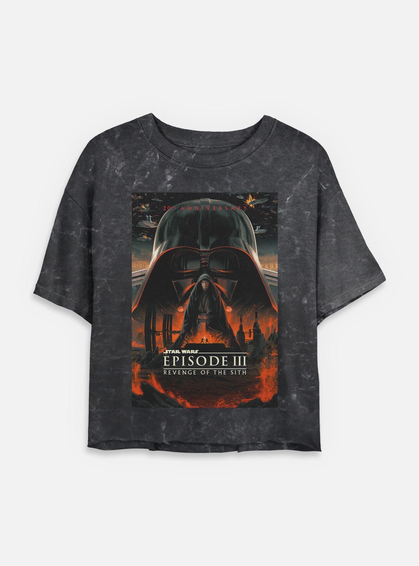 Star Wars Episode III: Revenge Of The Sith 20th Anniversary Poster Mineral Wash Womens Crop T-Shirt, BLACK, hi-res