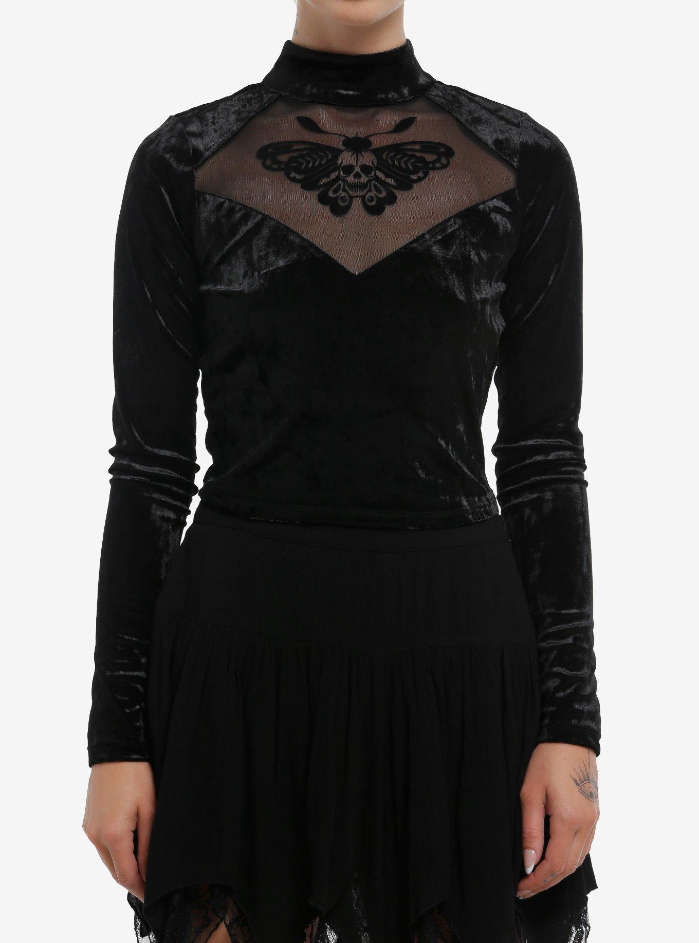 Cosmic Aura Death Moth Cut-Out Girls Long-Sleeve Top, , hi-res