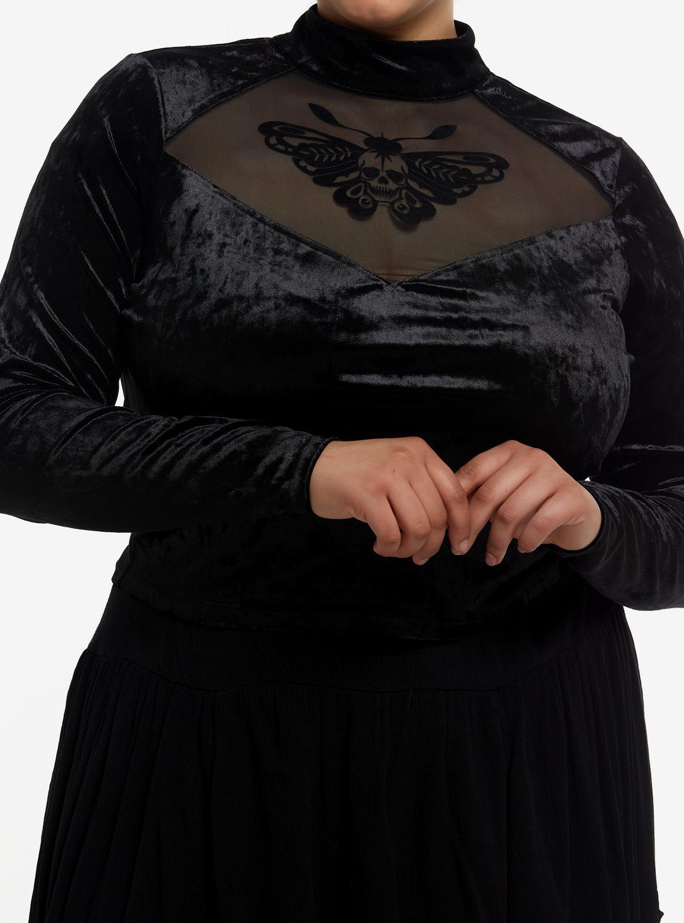 Cosmic Aura Death Moth Cut-Out Girls Long-Sleeve Top Plus Size, , hi-res