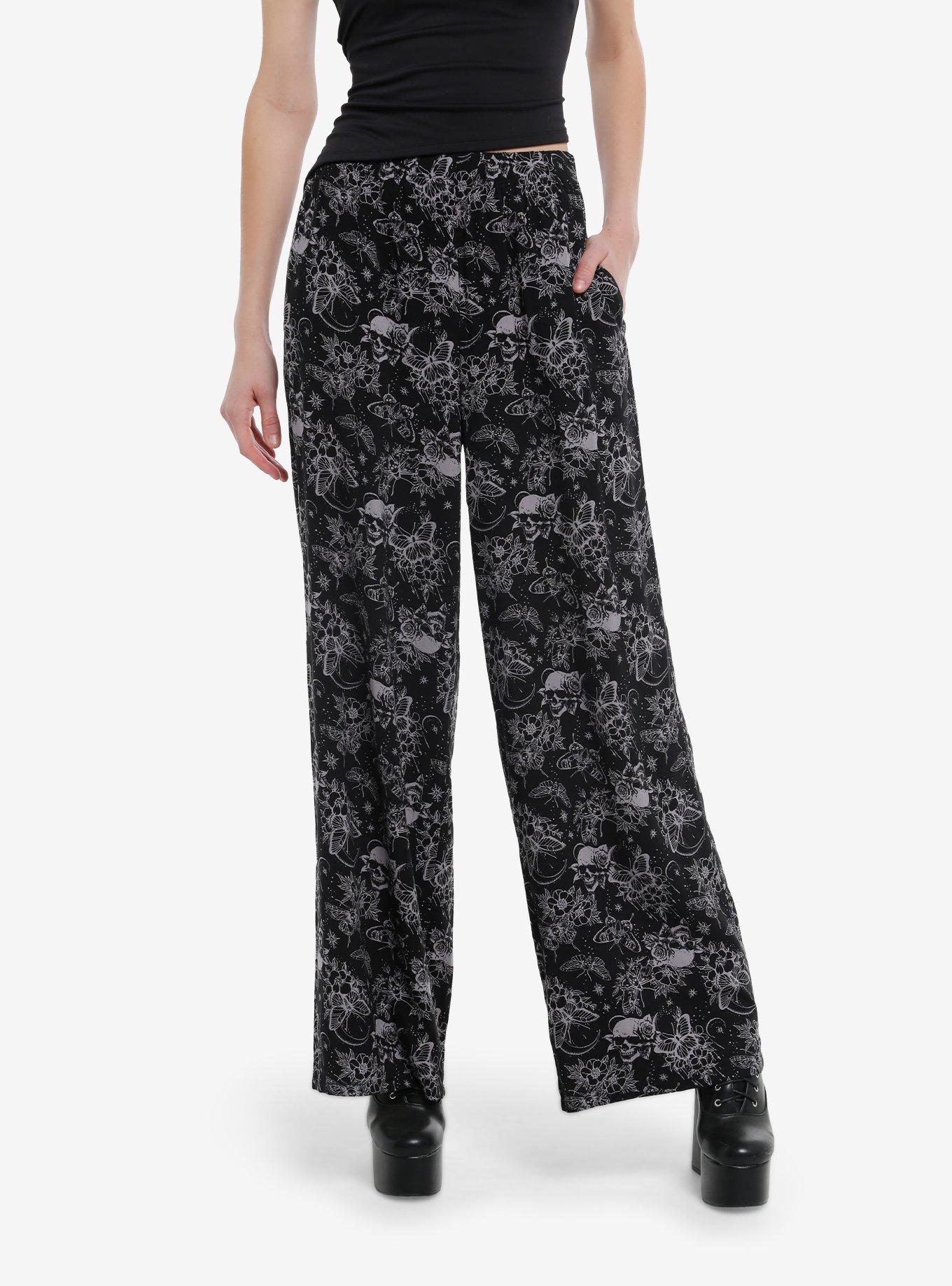 Cosmic Aura Moths & Skulls Wide Leg Pants, , hi-res