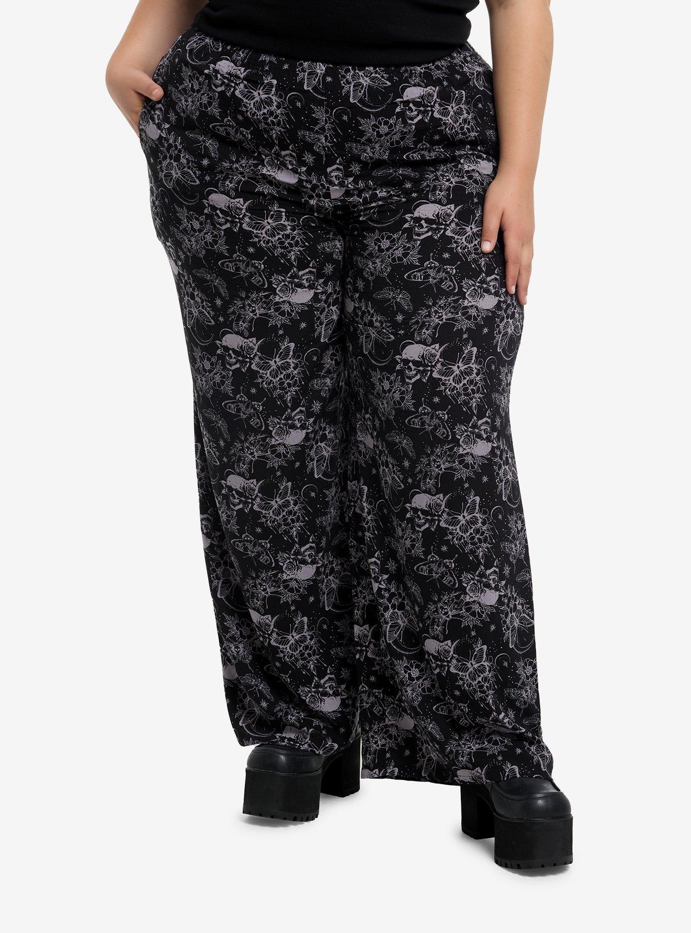 Cosmic Aura Moths Skulls Wide Leg Pants Plus Size Hot Topic