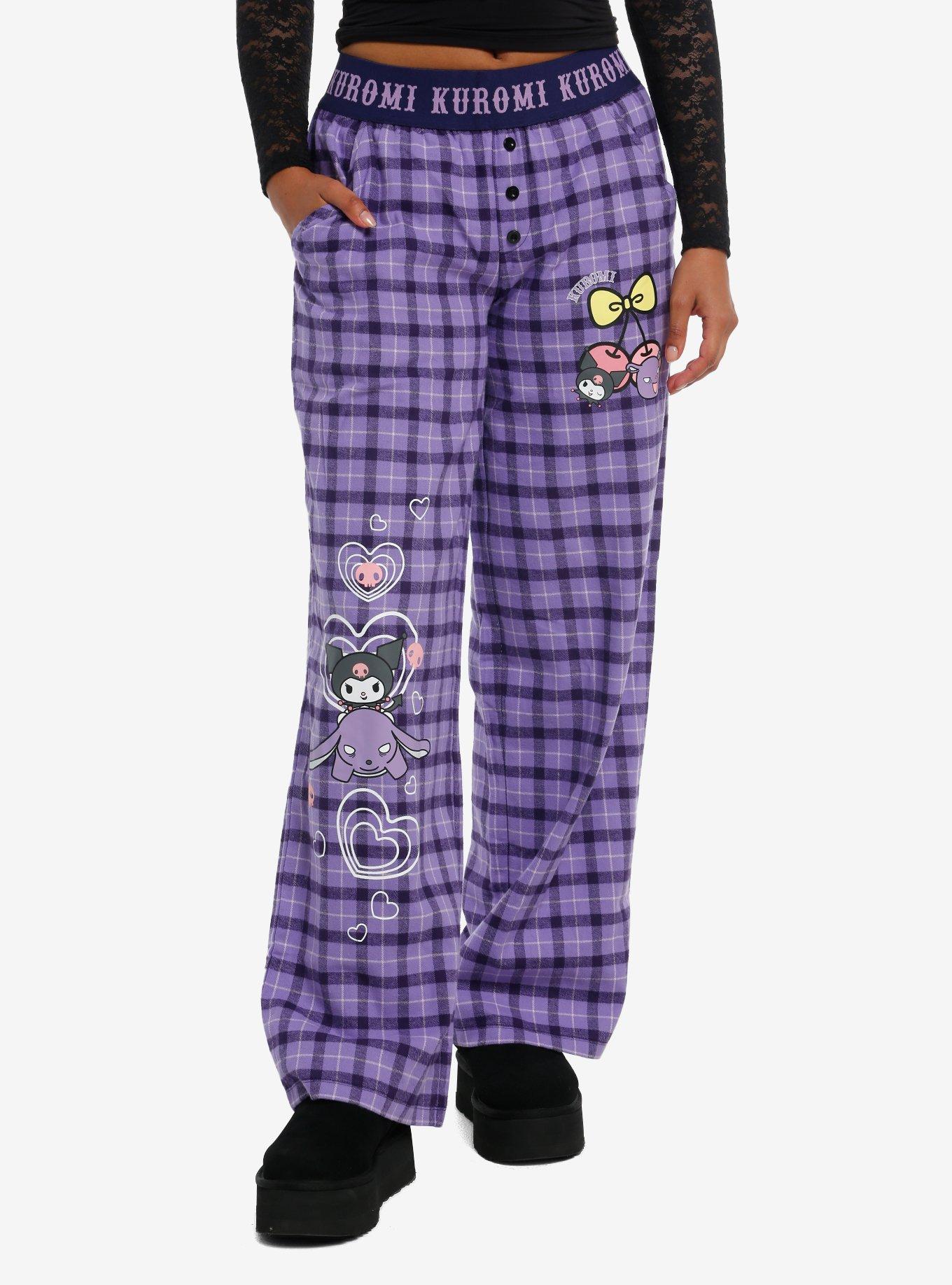 Kuromi Purple Plaid Pajama Pants, , hi-res