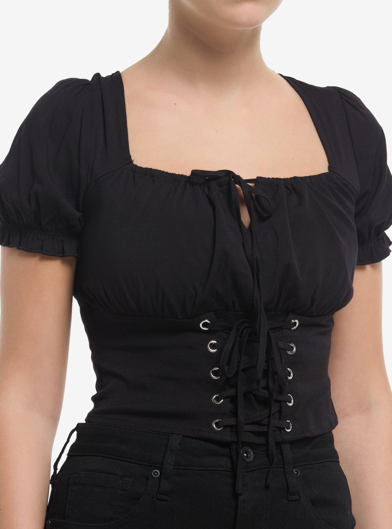 Cosmic Aura Black Lace-Up Girls Corset Top, , hi-res