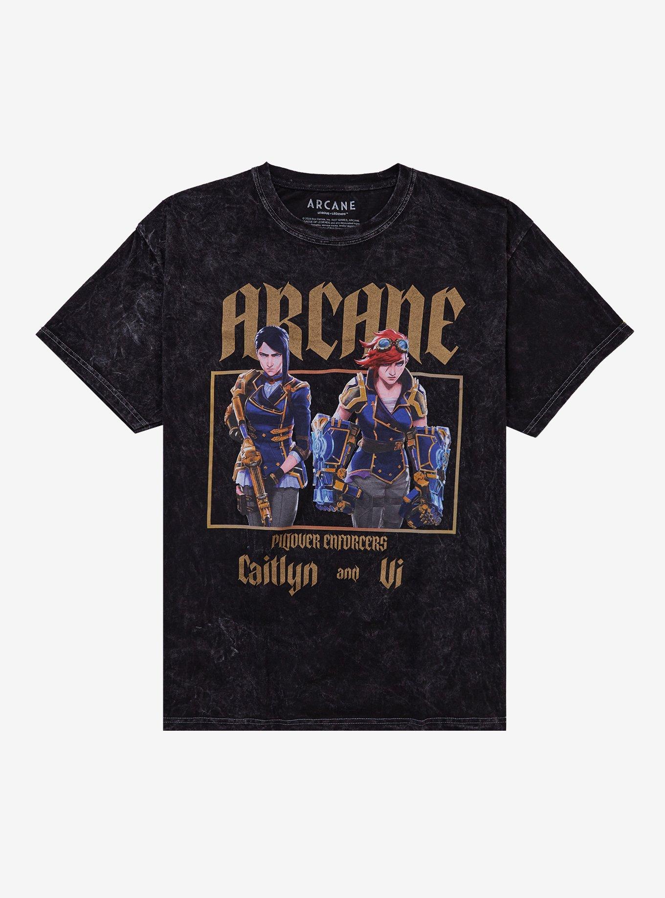 Arcane Caitlyn & Vi Piltover Enforcers Dark Wash T-Shirt, , hi-res