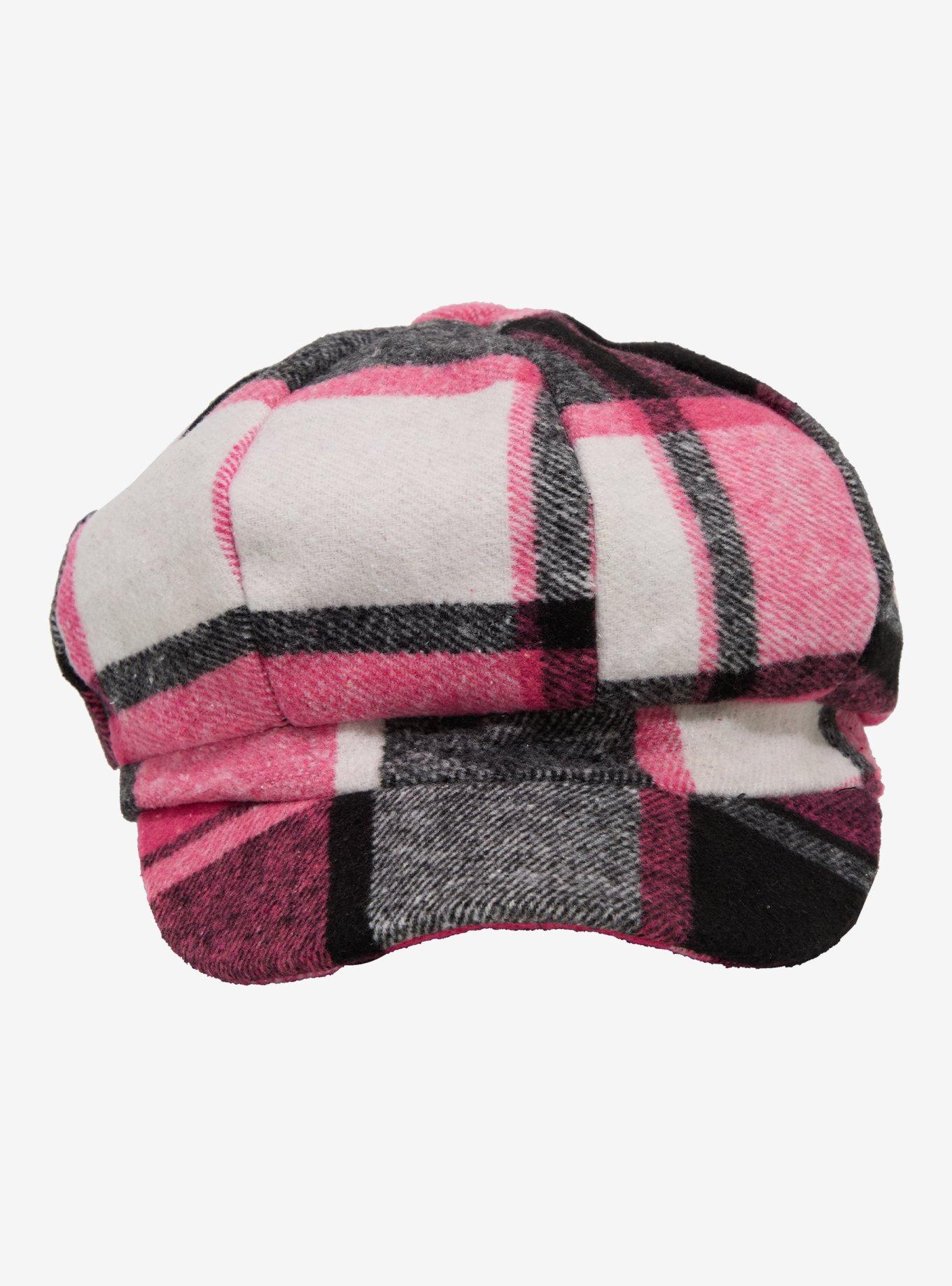Pink Plaid Cabbie Hat, , hi-res