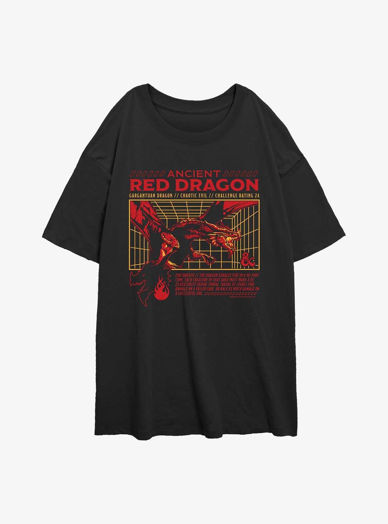 Dungeons & Dragons Red Dragon Stats Girls Oversized T-Shirt