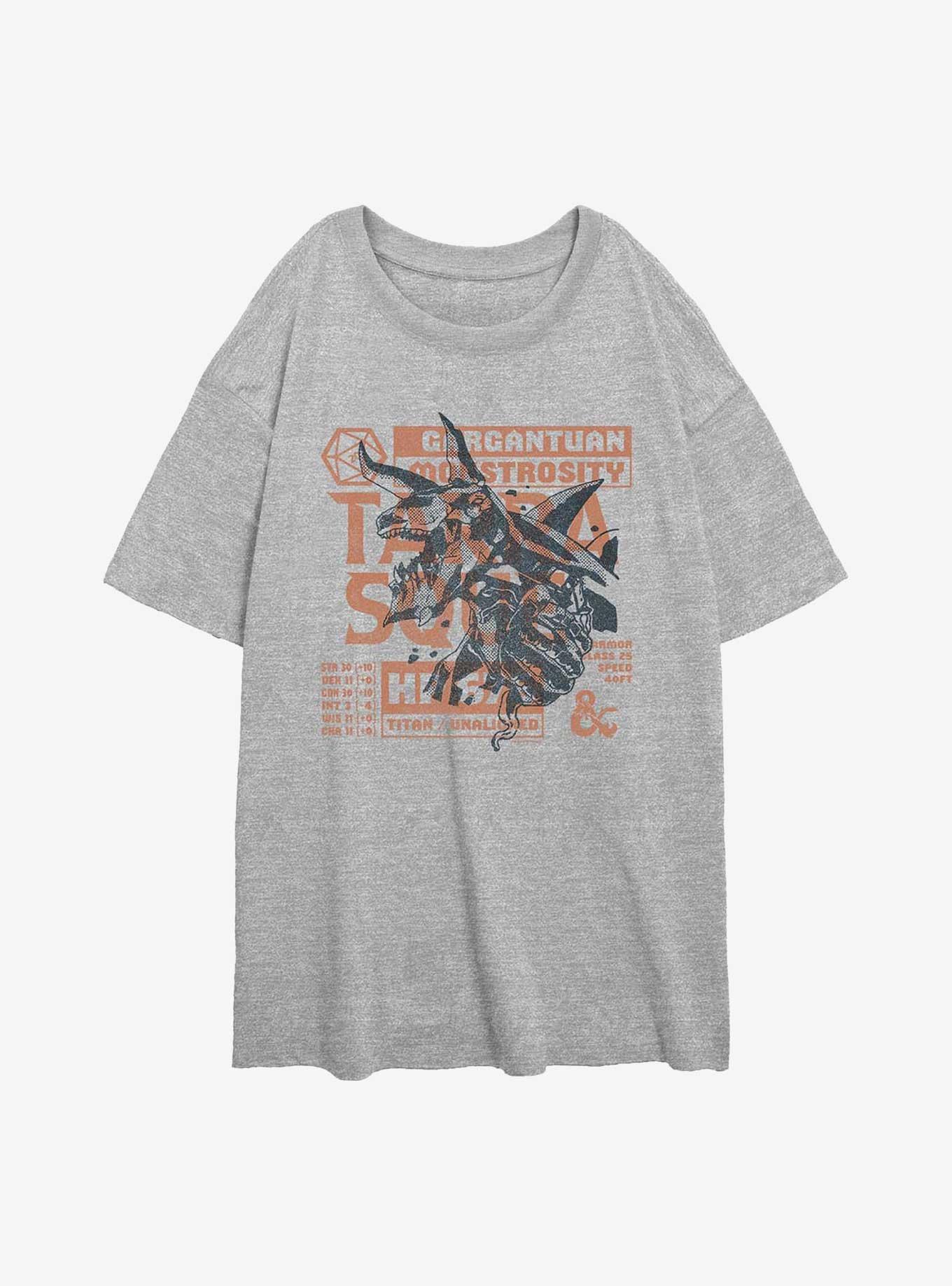 Dungeons & Dragons Terrasque Monster Stats Girls Oversized T-Shirt, ATH HTR, hi-res