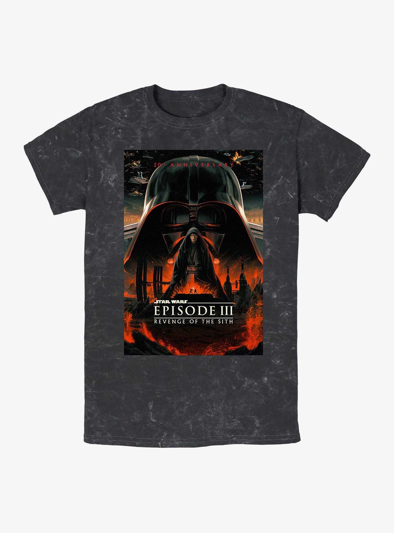 Star Wars Episode III: Revenge Of The Sith 20th Anniversary Poster Mineral Wash T-Shirt, BLACK, hi-res