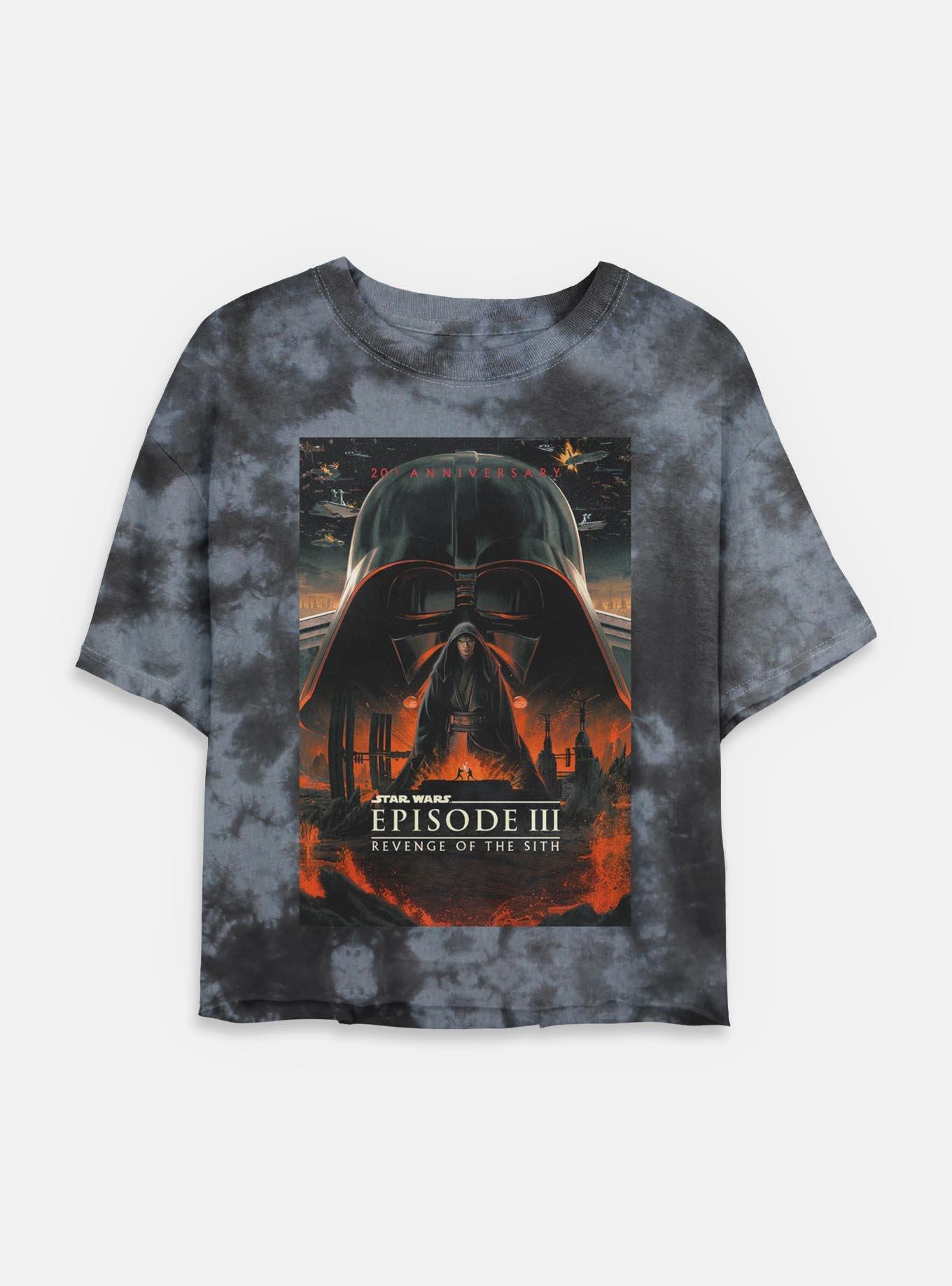 Star Wars Episode III: Revenge Of The Sith 20th Anniversary Poster Tie Dye Crop Womens T-Shirt, BLKCHAR, hi-res