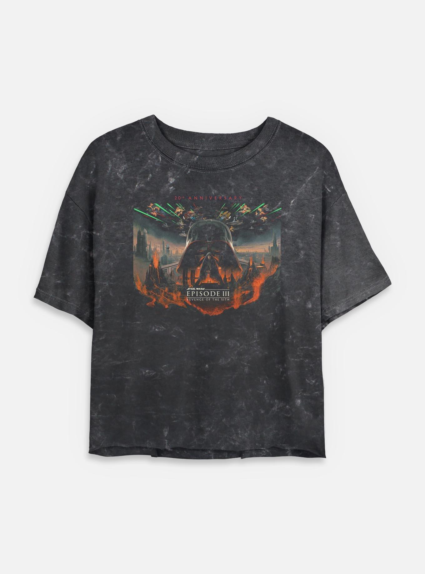 Star Wars Episode III: Revenge Of The Sith 20th Anniversary Scenic Poster Mineral Wash Womens Crop T-Shirt, BLACK, hi-res