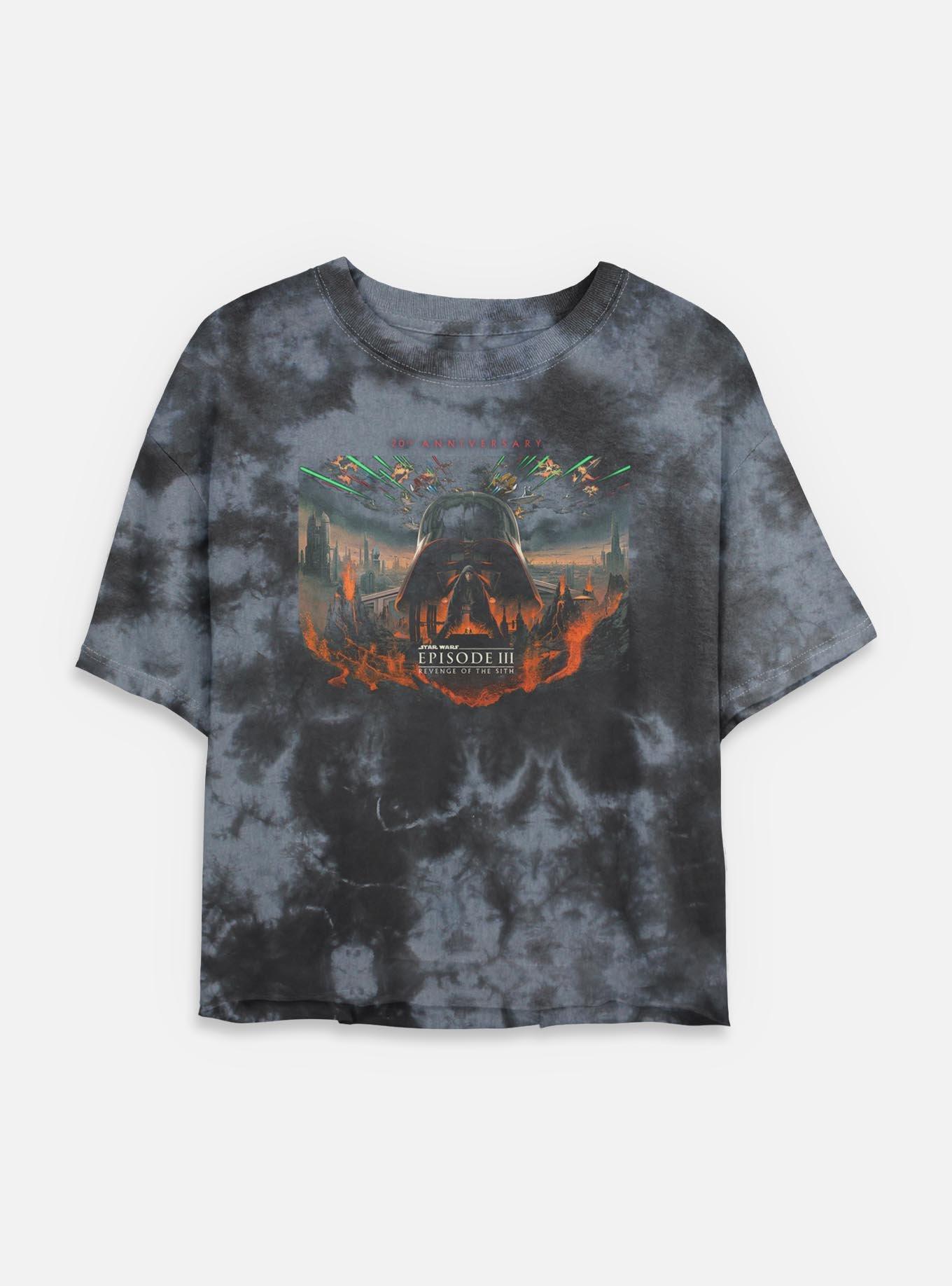 Star Wars Episode III: Revenge Of The Sith 20th Anniversary Scenic Poster Tie Dye Crop Womens T-Shirt, BLKCHAR, hi-res