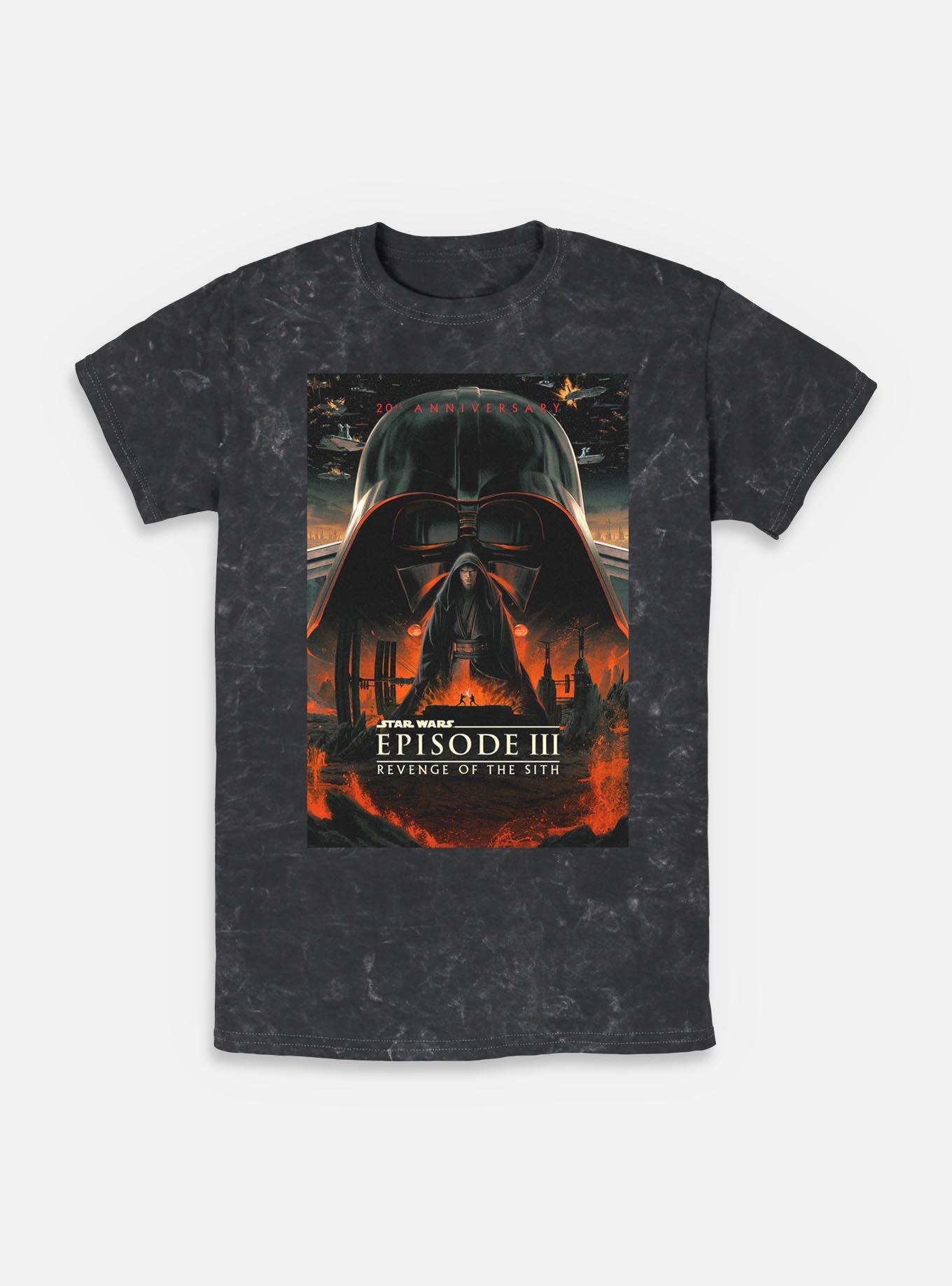 Star Wars Episode III: Revenge Of The Sith 20th Anniversary Poster Mineral Wash T-Shirt, BLACK, hi-res