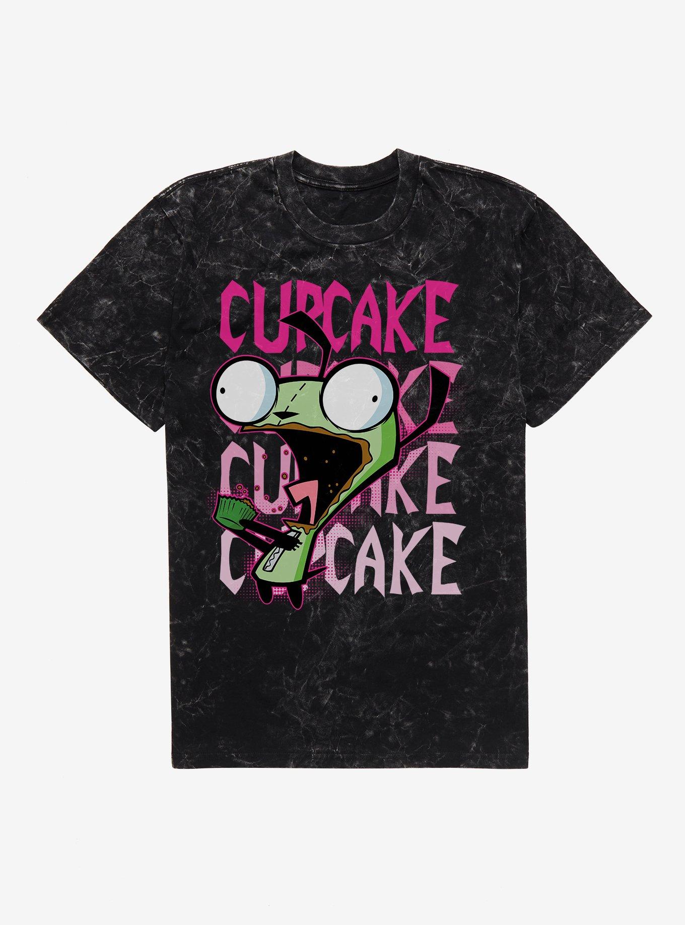 Invader Zim Cupcake Cupcake Cupcake Cupcake GIR Mineral Wash T-Shirt, BLACK MINERAL WASH, hi-res